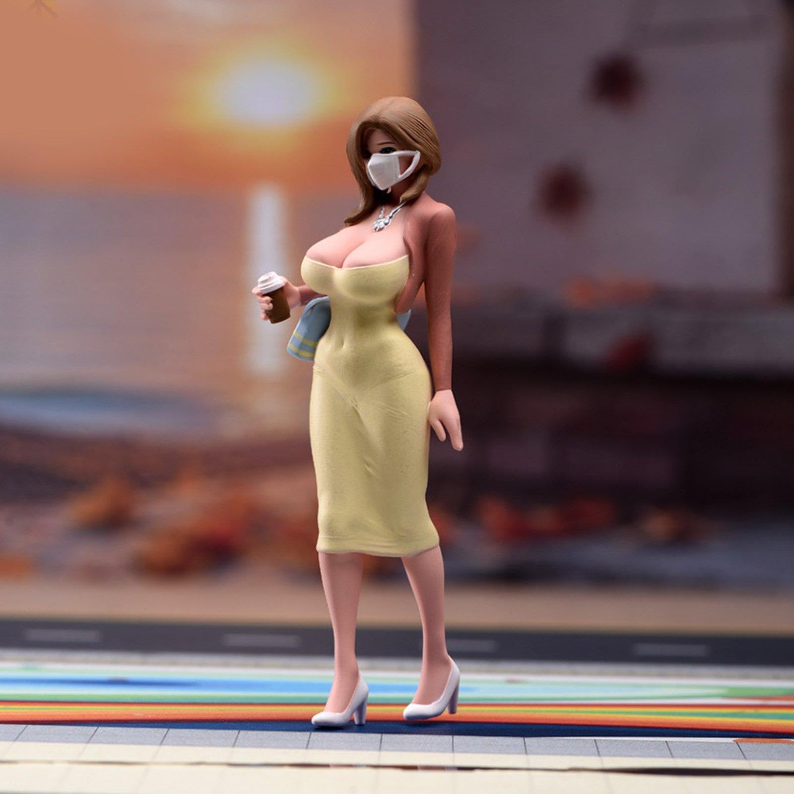 Modello di, 1:24, Personaggio 3D, Giocattolo, Accessorio per Foto di Giochi di Ruolo, con Tazza di caffè per Parchi G