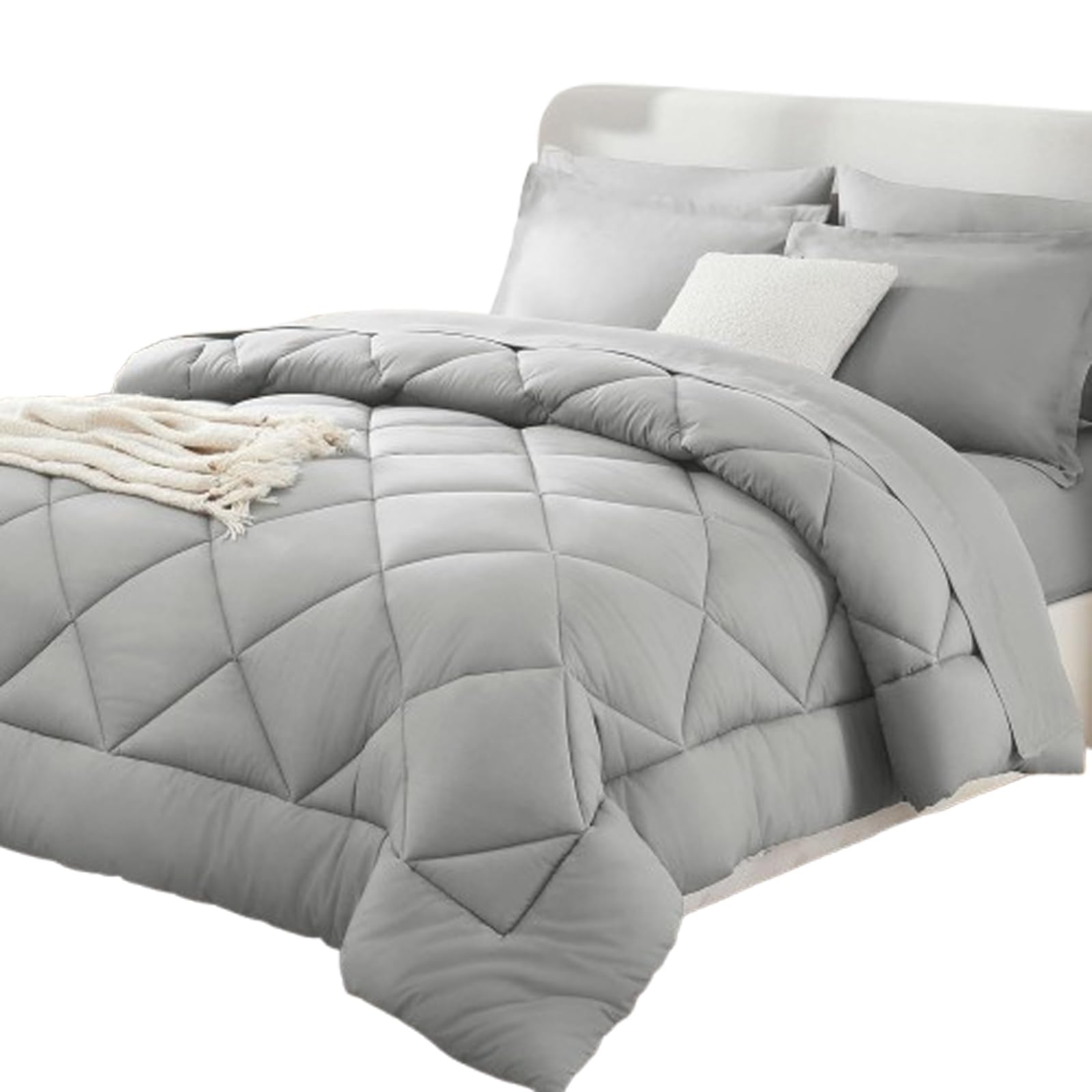 Pleene Duvet and Cover in One with 2 Pillowcases (Light Gray,230*230cm)