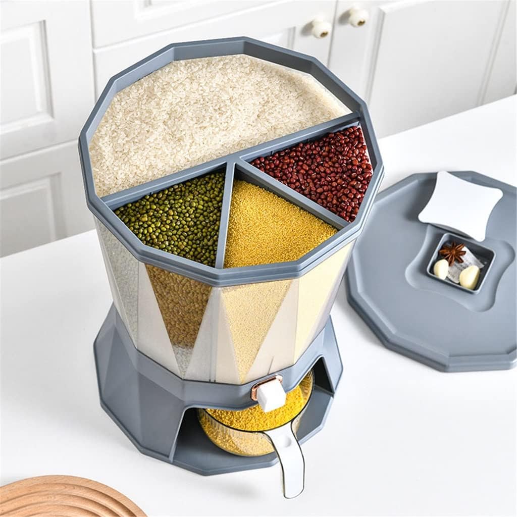 Rotating Cereal Containers Automatic Grain Storage Bin Food Container Grains Rice Box Kitchen