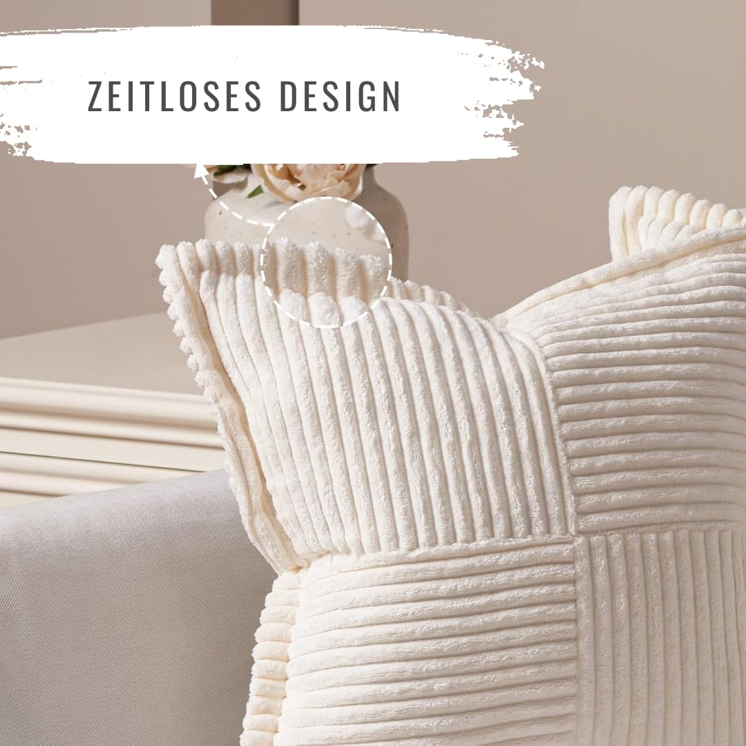 2er Set Kissen-Bezug mit Füllung, Modell Dirk, Flauschig Sofakissen Couchkissen Dekokissen Zierkissen Kopfkissen Kuschelkissen, mit verstecktem Reisverschluss, weich & angenehm, Doppelpack