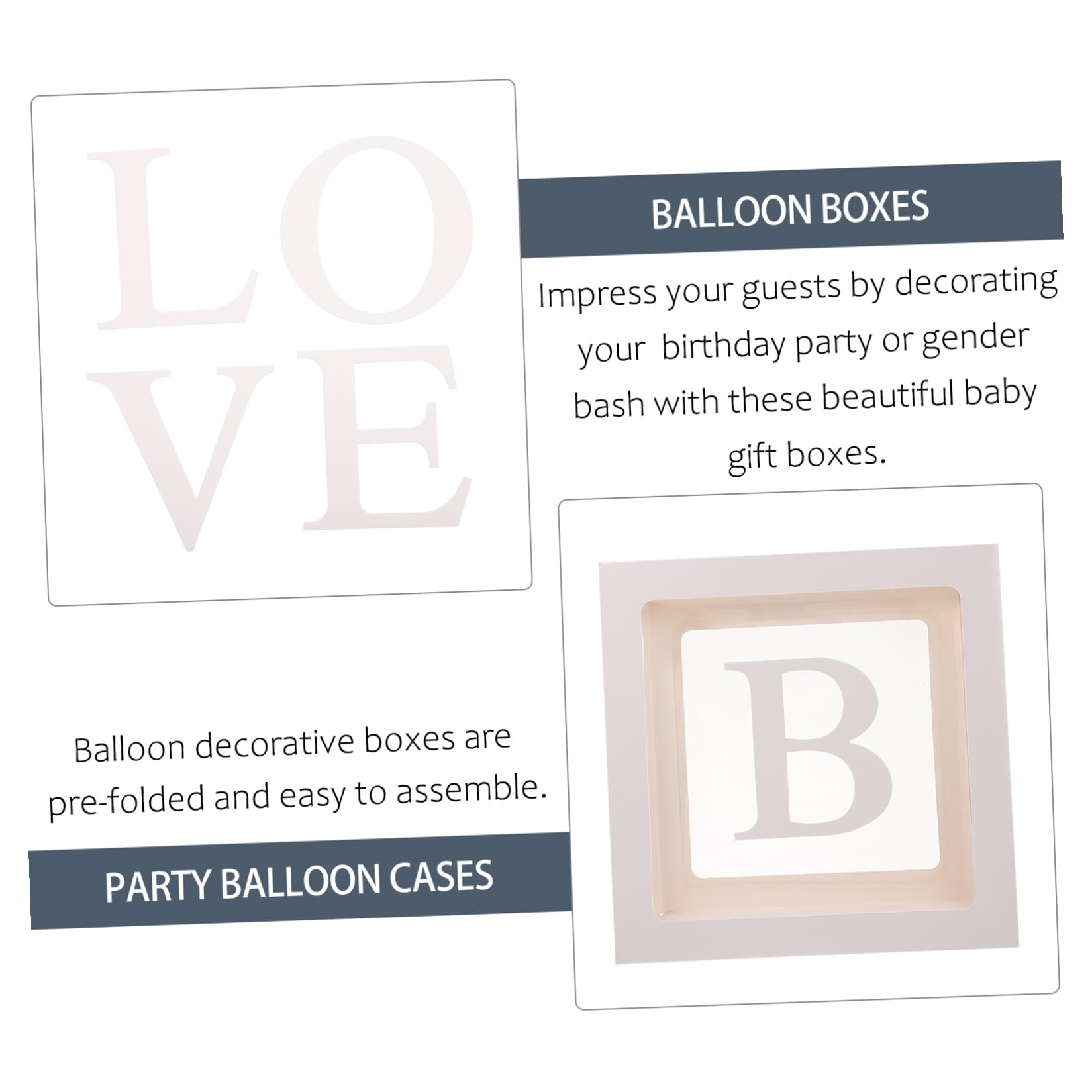 Ballonboxen für Partys 1 Satz aus Papier, Weiß, Leicht Montierbar | Photo Props und Dekoartikel, Einfach zu Zerlegen, Zarte Kulisse für Feiern