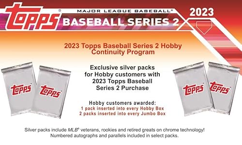 Brand New 2023 Topps Series 2 Baseball Factory Sealed Hobby Box (336 Cards) - One Autograph Or Memo. Card And 1 Silver Pack Per Box - Chance For Anthony Volpe, Josh Jung Rookie Autograph Cards - Plus Novelty Aaron Judge Hr Record Card Shown #TOP4