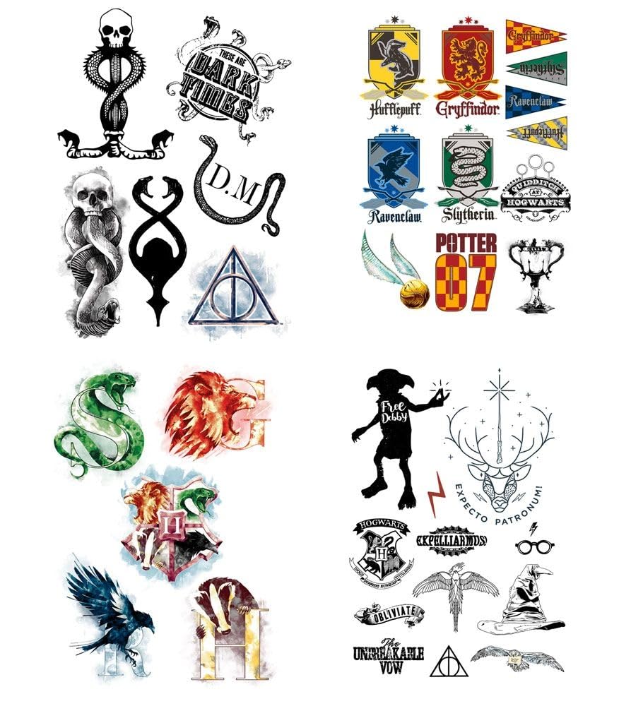 Cinereplicas Harry Potter - Tattoos (Temporary) - Set of 35 Styles - Official -