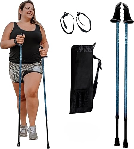 Miniatura 11 de York Nordic Bastones de senderismo motivadores grandes y altos para equilibrio y rehabilitación, 2 piezas, fuertes bloqueos de botón, patas de goma