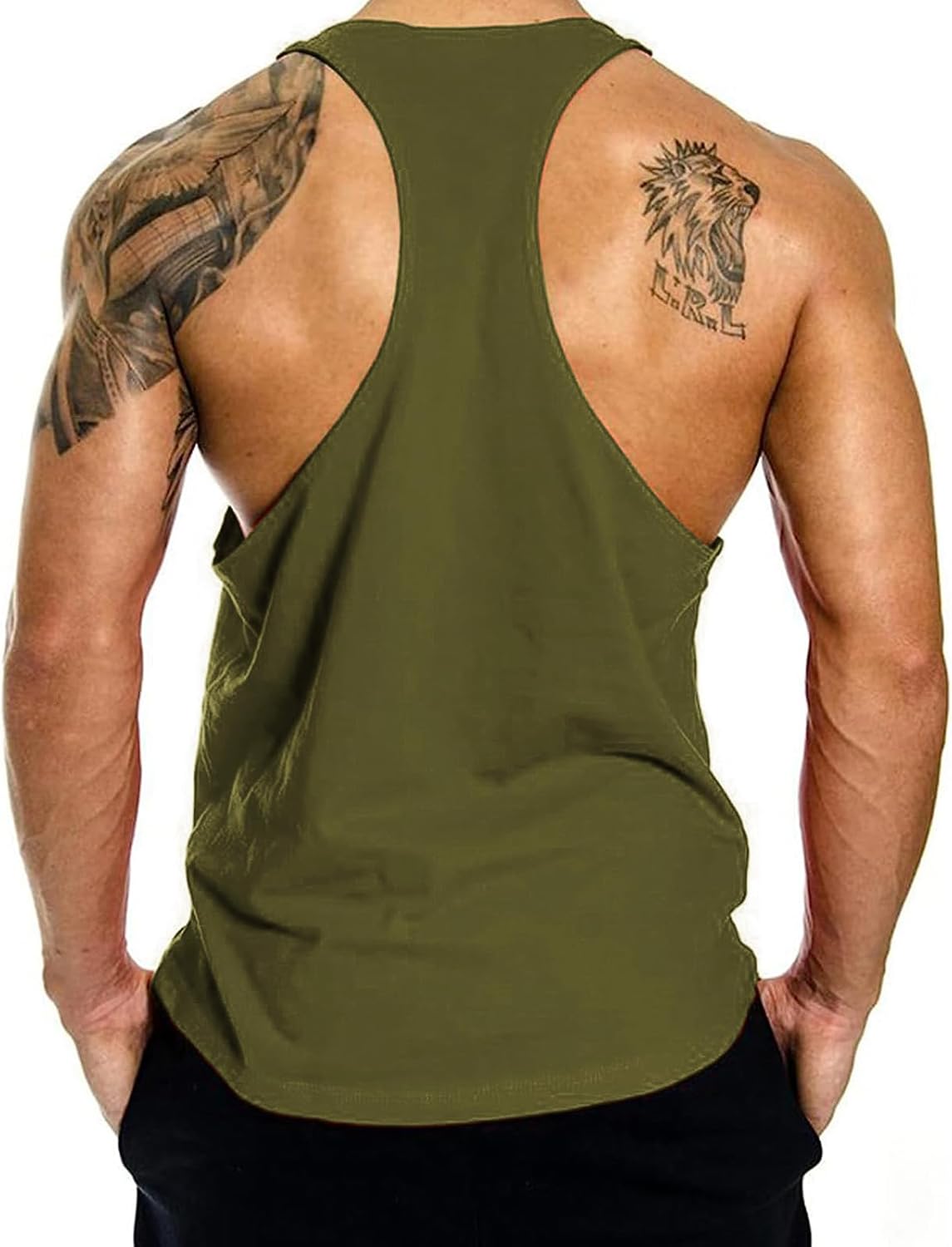 ZUEVI Men’s Stringer Tank Tops Y-Back Bodybuilding Muscle Sleeveless T-Shirts Gym Fitness Tank Shirts - Image 2