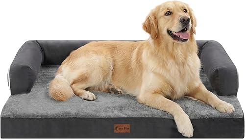 Miniatura 61 de Cama ortopédica para perros extragrandes, cama de espuma XL con forma de caja de huevos impermeable con lados 45x35 pulgadas, cama de sofá para