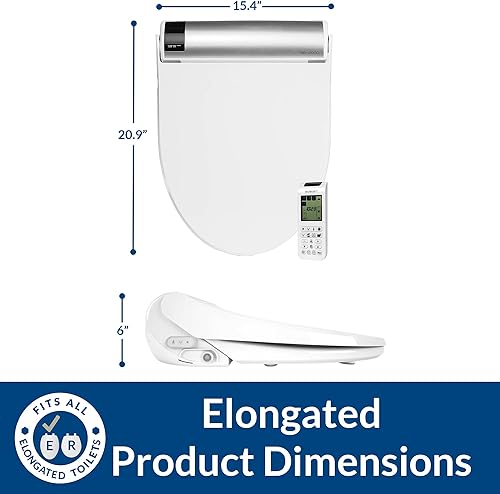 Miniatura 32 de Bio Bidet Bliss BB2000 - Asiento de inodoro inteligente, color blanco, alargado, de primera clase, agua caliente ilimitada, lavado en remolino