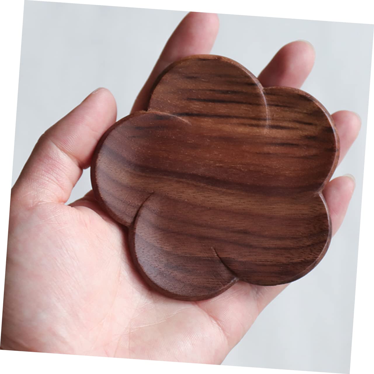 Posavasos de Madera de Nogal Negro Diseño de Pétalo, 4 Piezas | Marrón, para Taza Cerámica y Taza de Té, Estilo Decorativo Artístico, Protege la Encimera