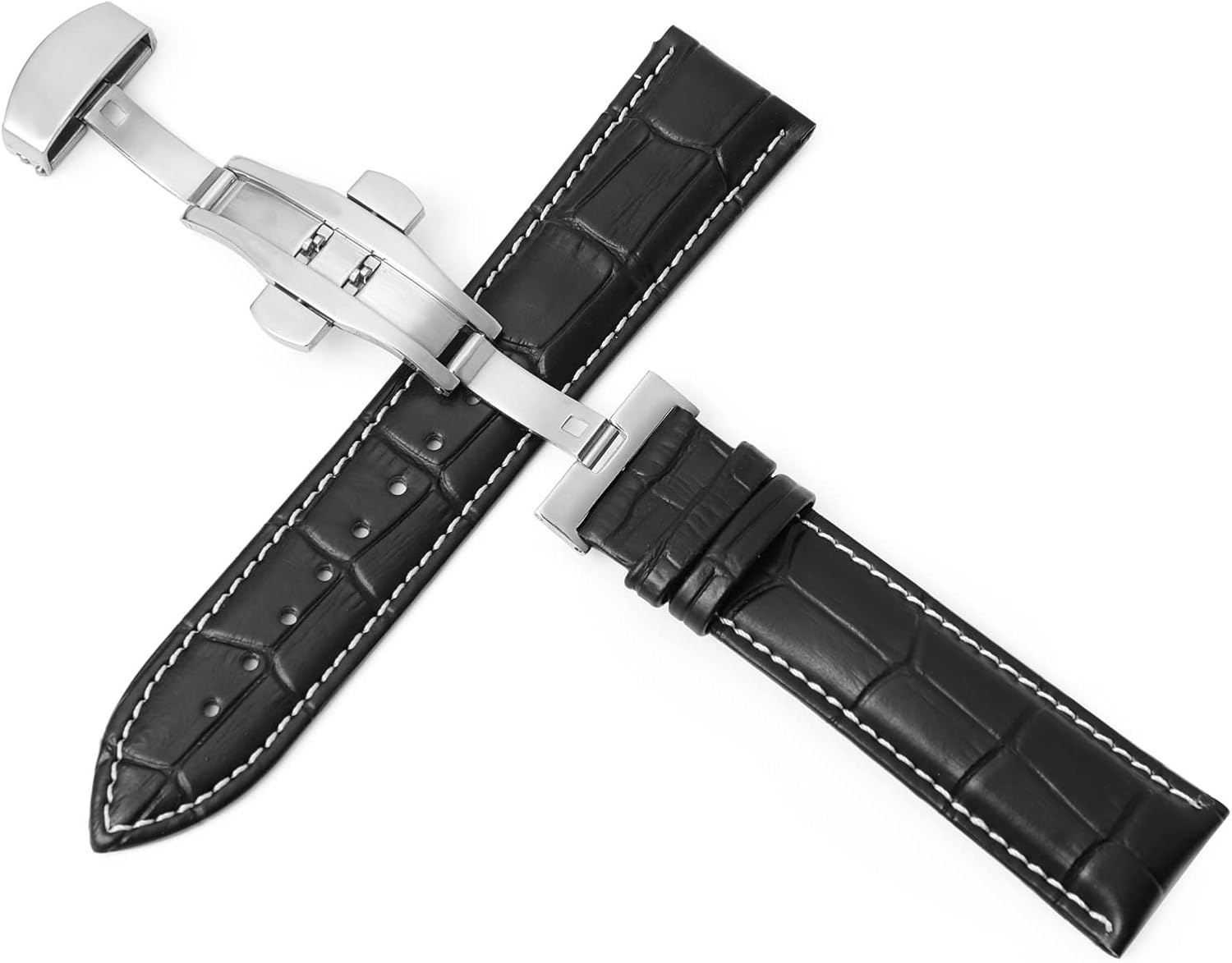 Watchbands Leather Double Press Butterfly Buckle Band Watch Accessories Bracelet 20mm 22mm