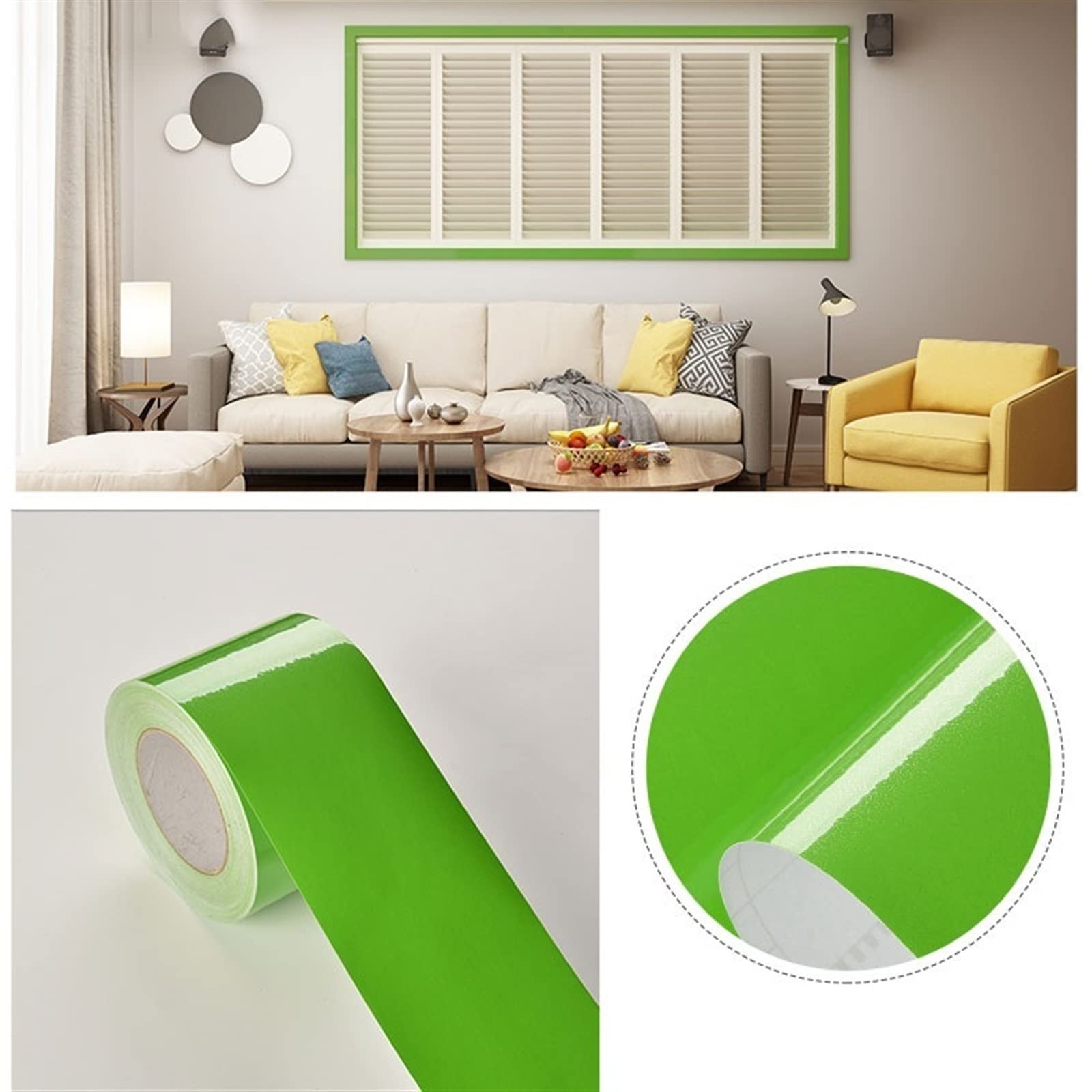 GQQGSHOP 16,4-stopowa samoprzylepna listwa wykończeniowa do ścian, dekoracja ozdobna z PCV, panele ścienne – owocowa zieleń, 12 cm x 5 m(Glossy Fruit Green,12cm)