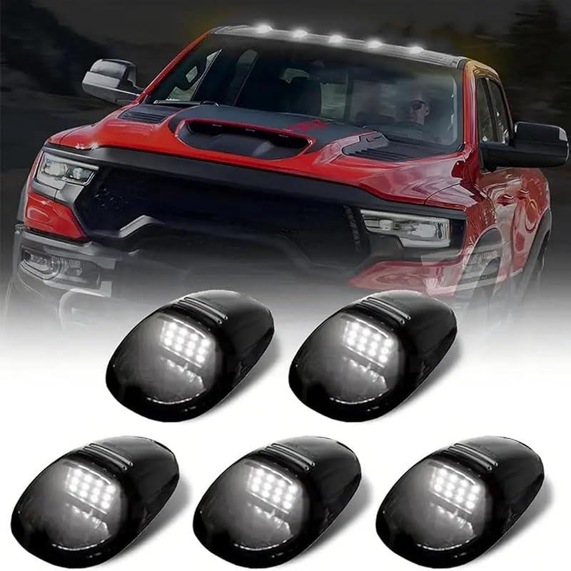 Luzes de teto solares LED Chaviva para caminhões com sensor de vibração e lente âmbar – Kit com 5 unidades