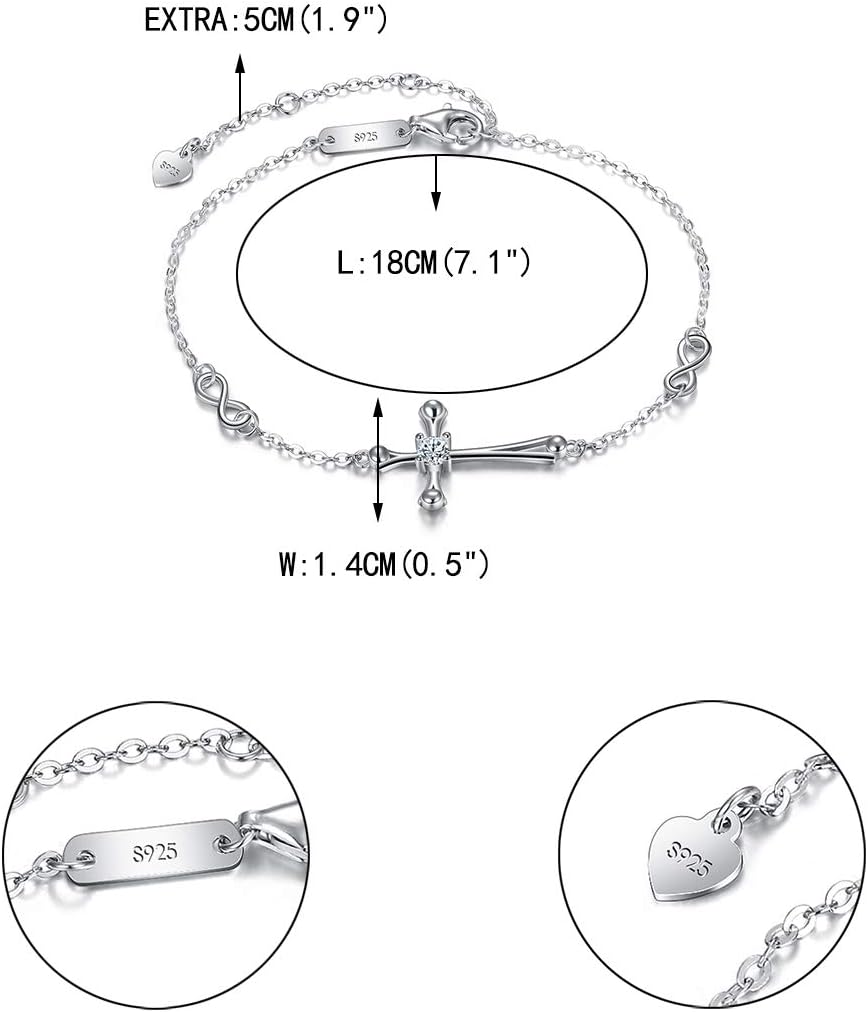 EVER FAITH Cross Bracelet 925 Silver Cross Infinity Charm Adjustable Link Religious Jewelry Gift for Women