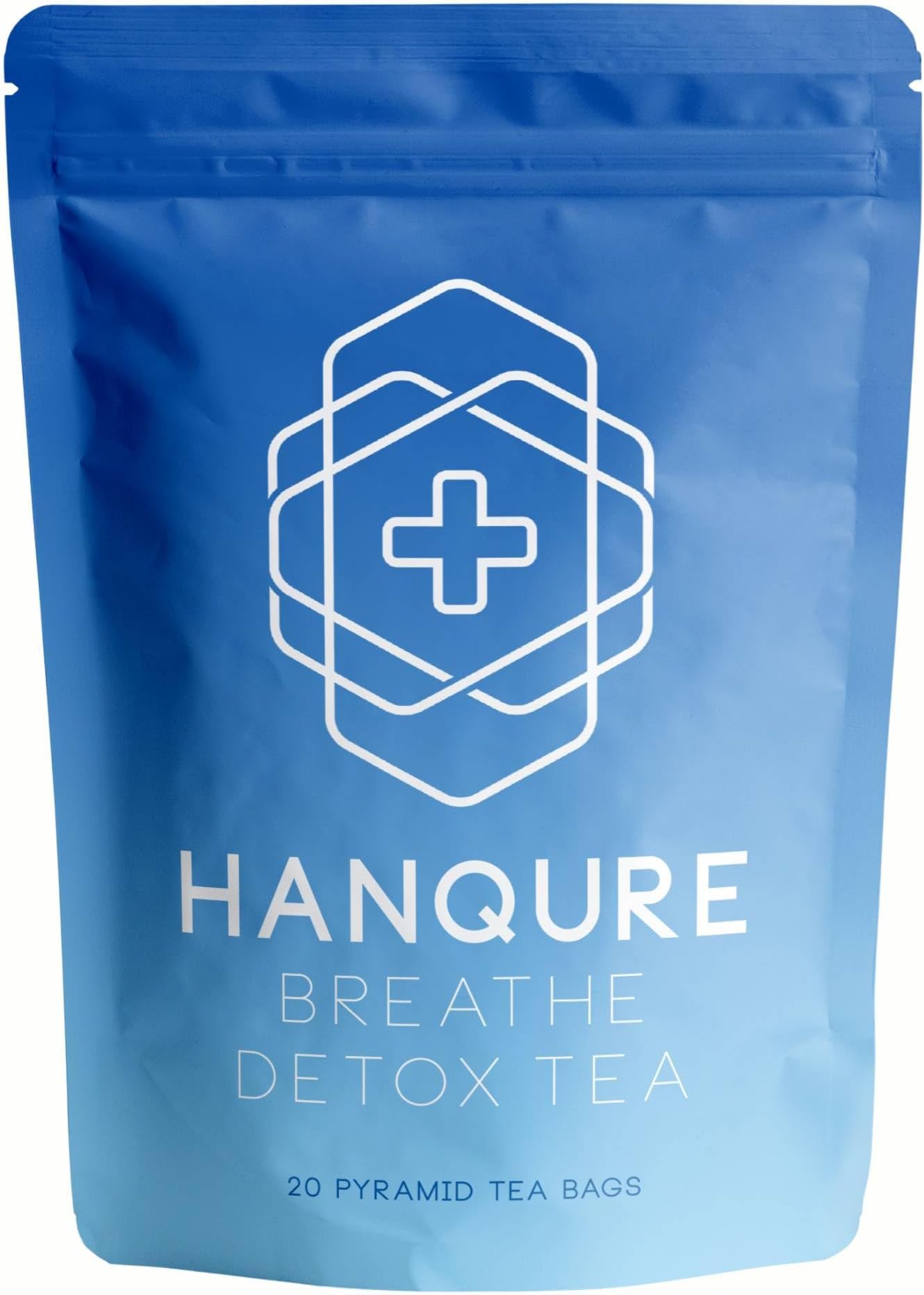 Hanqure Breathe Detox Tea | Lung Cleanse Tea with Mullein Leaf Extract for Lungs Detox and Mucus Relief | Contains Elderberry, Ginseng, Rooibos, Thyme, Ginger and Mullein. 20 Pyramid Tea Bags.