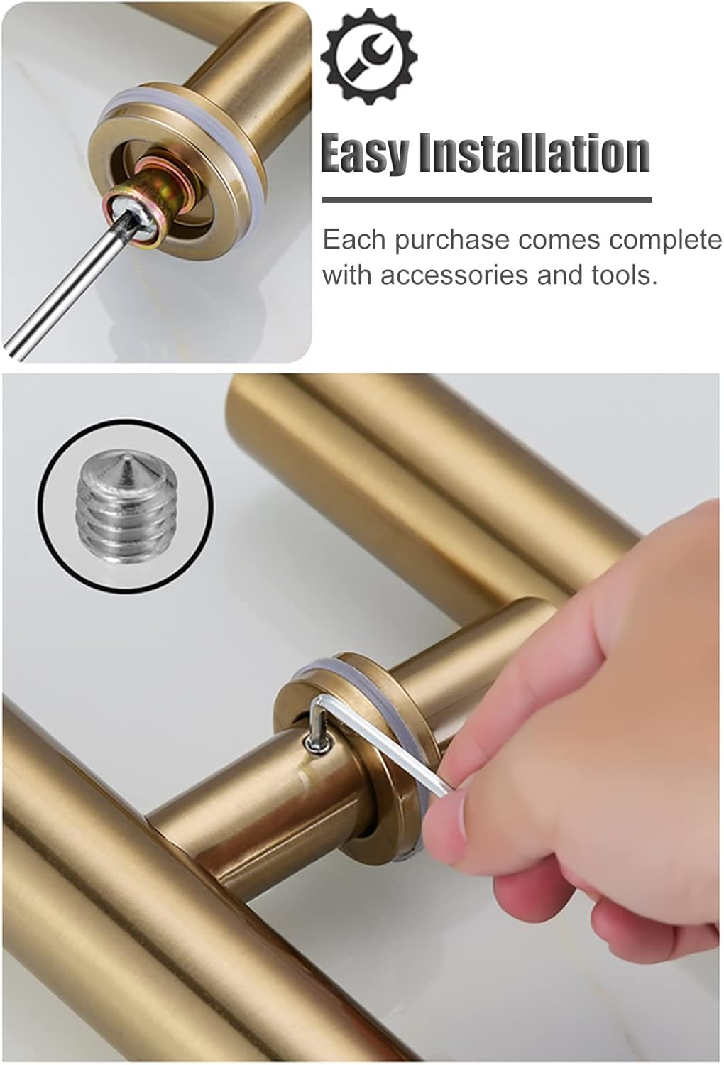 Round Sliding Barn Door Handle Set, Two-Sided Hardware for Wooden Glass Metal Doors, Fingerprint Resistant Grip
