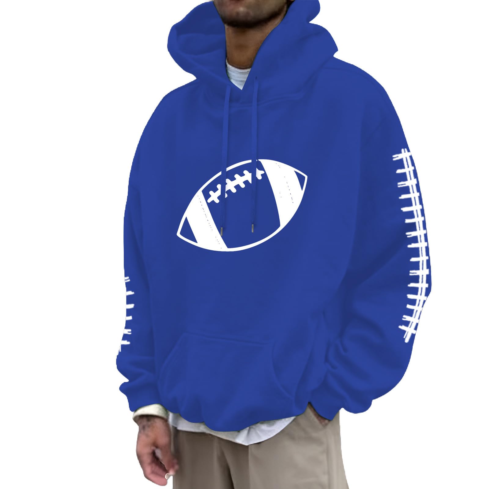 Sweat à capuche homme en molleton de coton rouge col rond - 4