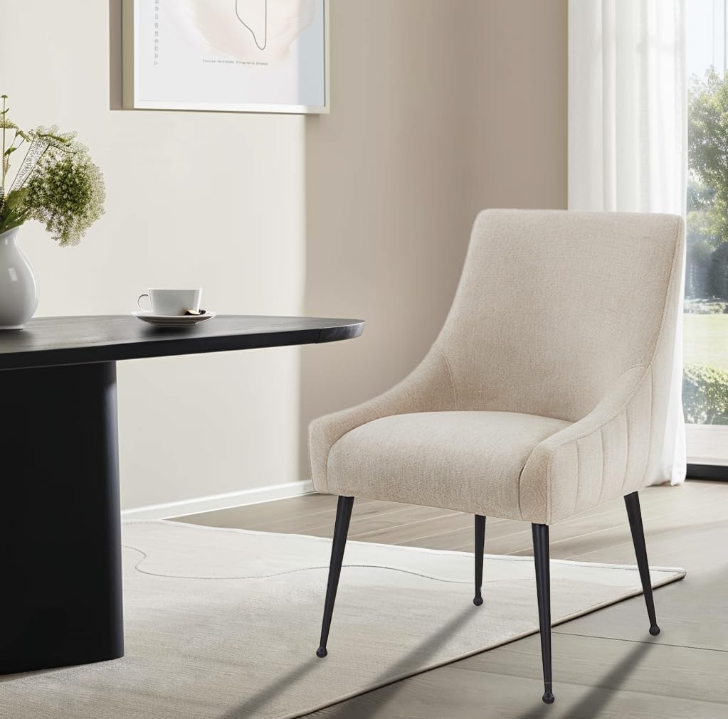 DEECUS. Modern Dining Chair Upholstered Modern Flaxen