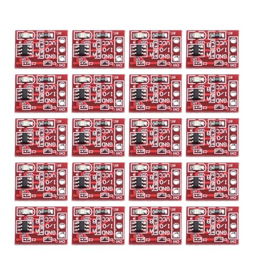 EaseSunny TTP223 Interruptor táctil capacitivo, módulo de sensor autobloqueante rojo, 2.5 V-5.5 V, kit de bricolaje para Arduino, Raspberry Pi, aficionados a la electrónica, paquete de 20