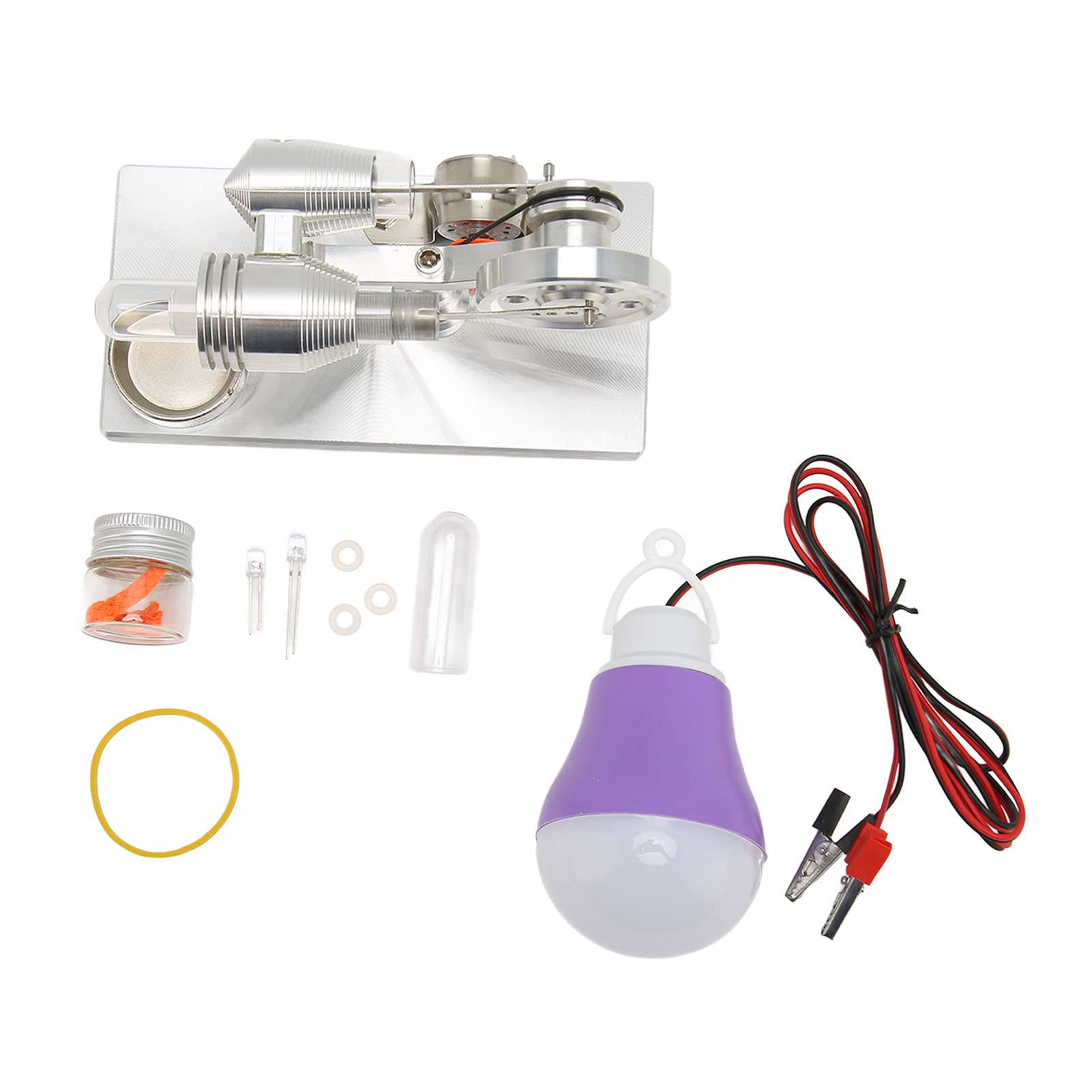 Kit Educativo de Modelo de Motor Stirling, Fácil de Montar para Proyectos Científicos, Aleación de Zinc y Vidrio
