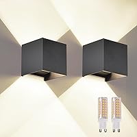 Vista 47 de Paquete de 4 luces de pared para exteriores, apliques de pared LED para exteriores/interiores, IP65, impermeables, cuadradas, de aluminio, lámparas