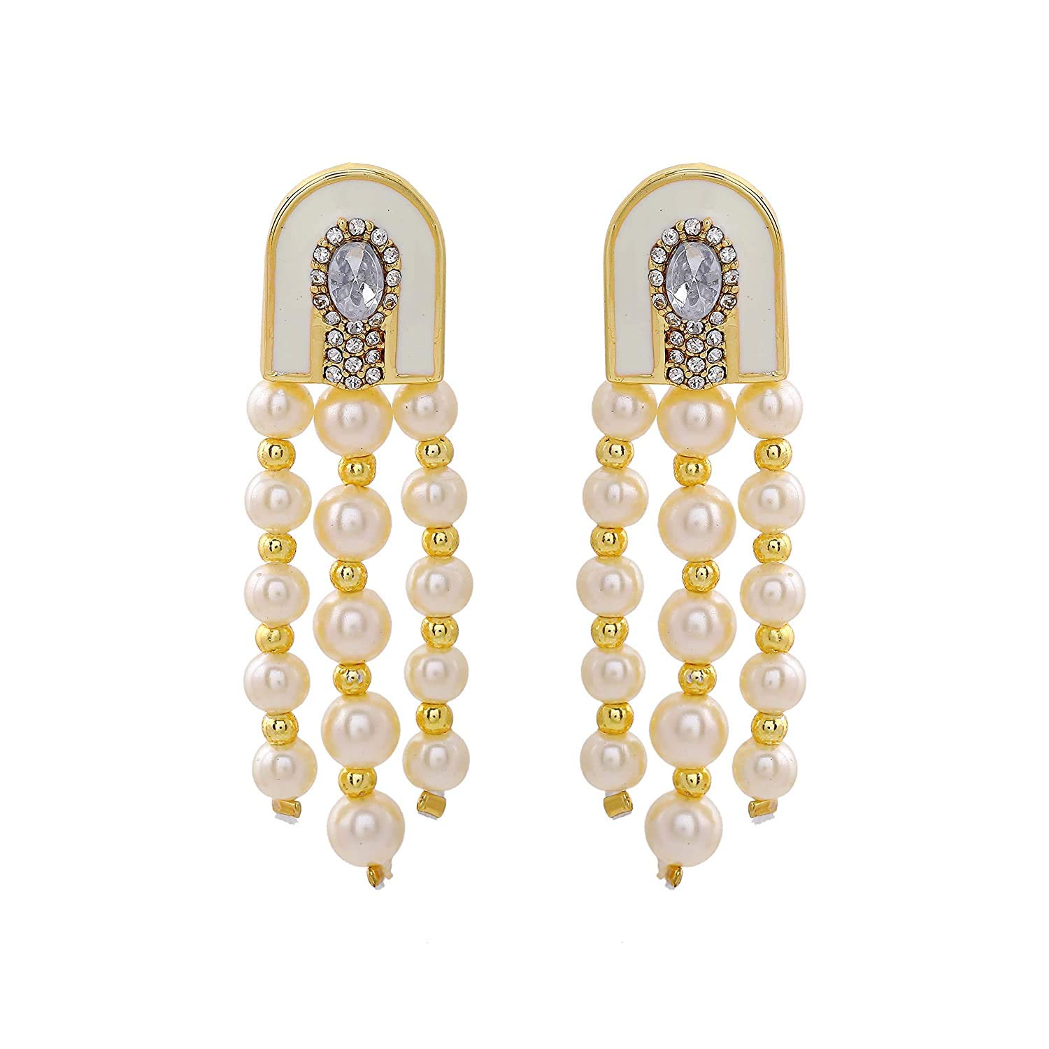 Gehena Kundan & Pearl Drop Traditional Earrings