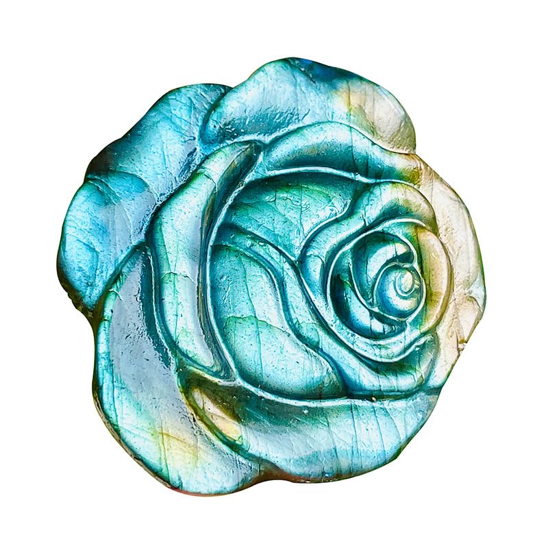 JingelmallNatural Labradorite Hand Carved The Roses Quartz Crystal Healing Stones Decor Gifts Natural Stones and Minerals