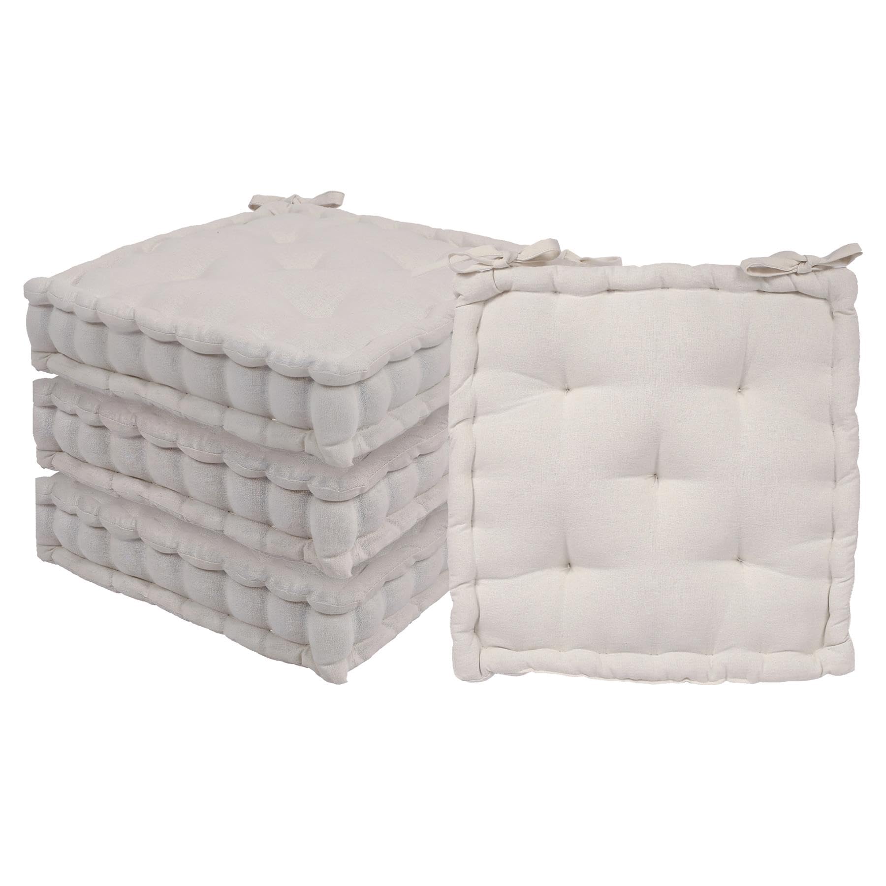 B&Q -  Deluxe Square Seat Pads40 X 40CmCreamPack Of 4