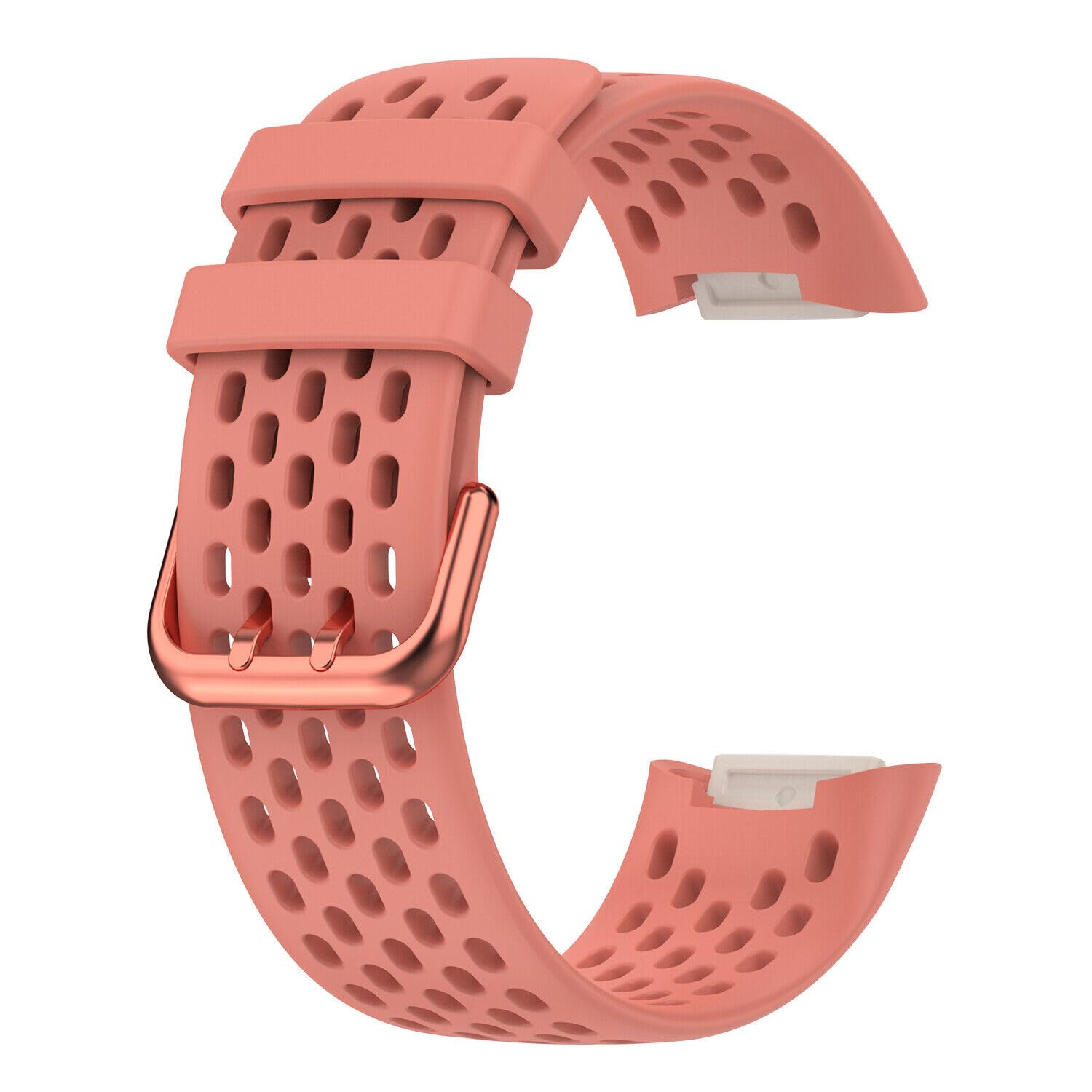 Panda Bobo Strap Compatible with Fitbit Charge 6 / Charge 5, Breathable Soft Silicone Mesh Sport Band Replacement Wrist Strap for Women Men, Adjustable Watch Band (Peach)