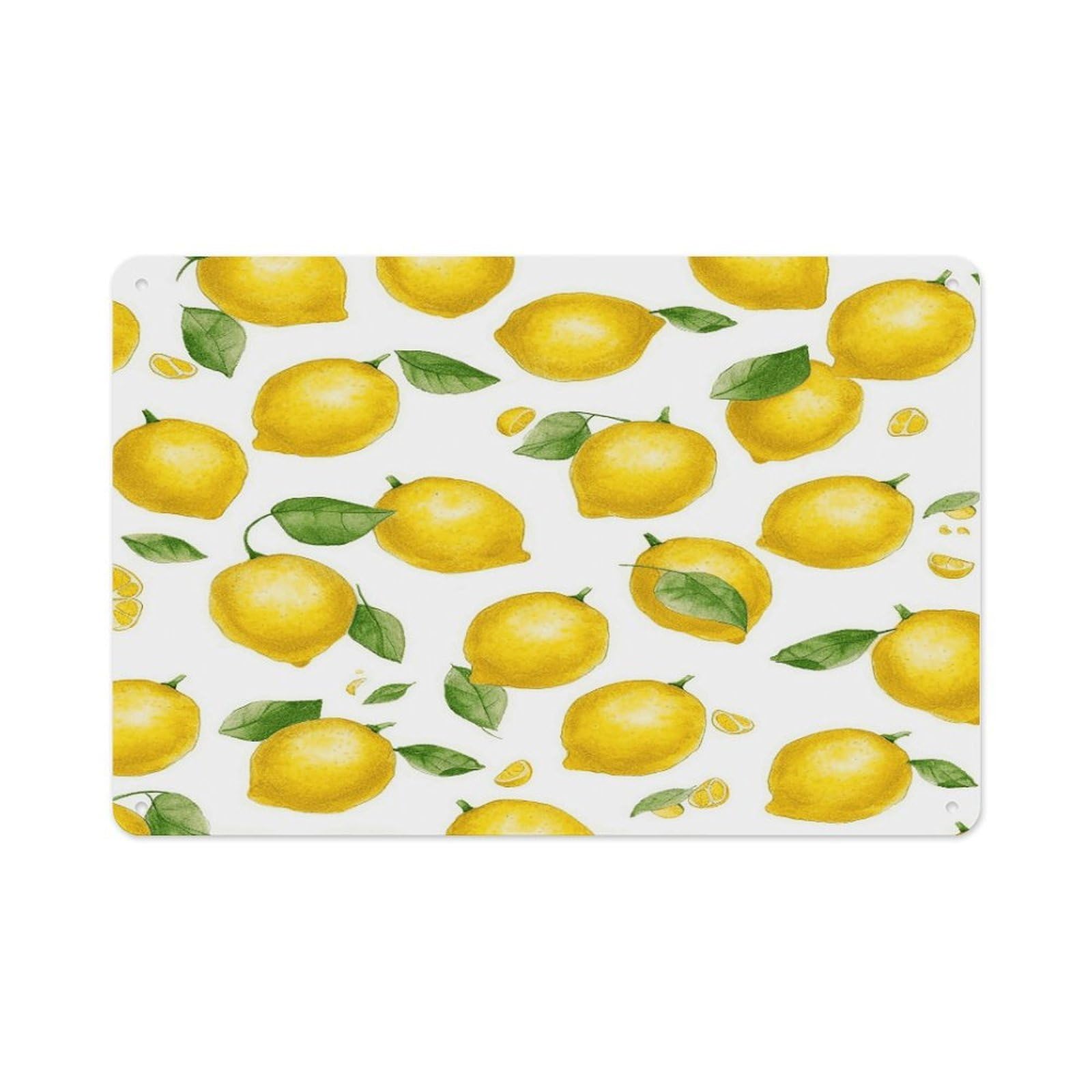 VstaDank Metal Aluminum Yellow Lemon Sign Wall Decor Vintage Metal Sign Plaque Boho Wall Hanging Decor Sublimation Picture Panel Personalized Plaque Poster 8x12in