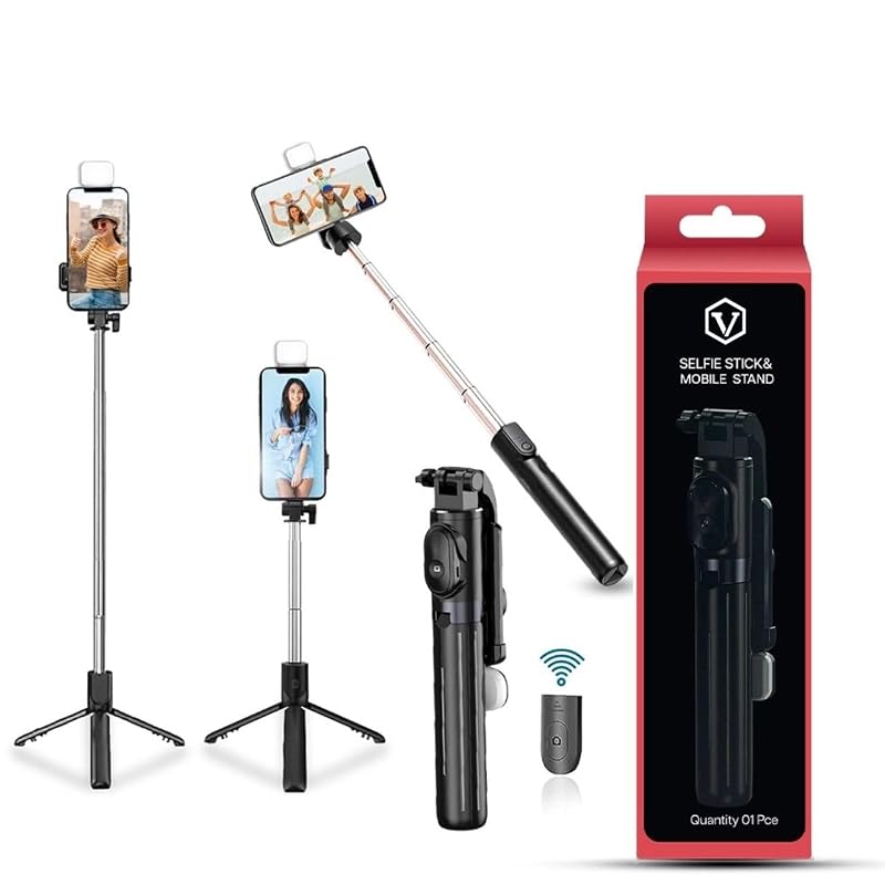 Virtutron Extendable Bluetooth Selfie Stick Tripod with Fill Light