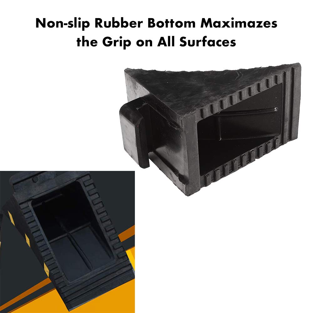 Unterlegkeil aus Vollgummi, robust, extra groß, mit tragbarem Griff, für Anhänger, LKW, Nutzfahrzeuge und Wohnmobile, 24,9 x 15,2 x 17,8 cm, Schwarz, 2 Stück