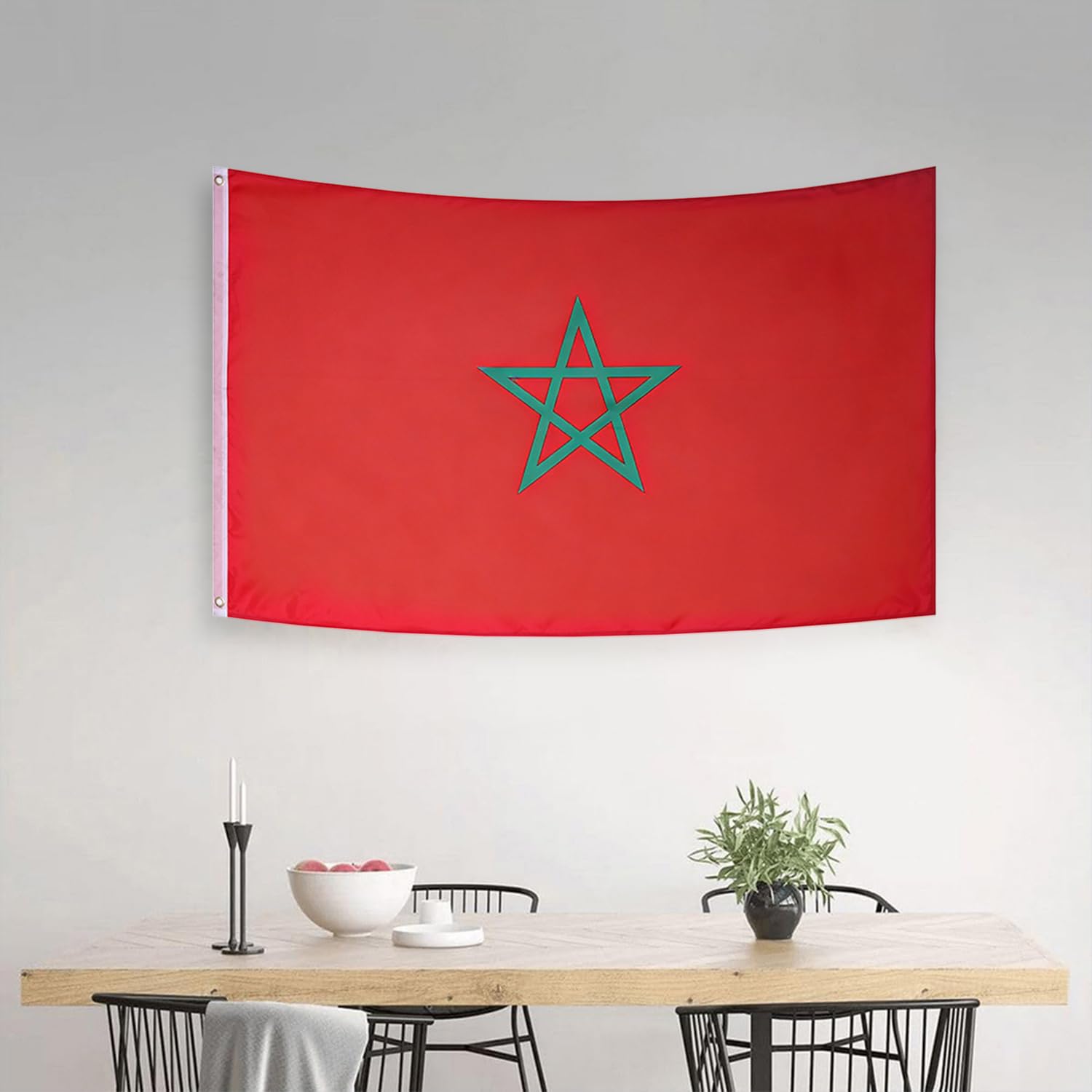 2 Bandiere Nazionali Marocchine, 90X150Cm Grandi Bandiere Nazionali, Decorazioni per Feste, Adatte per Appendere All'Aperto E al Chiuso.
