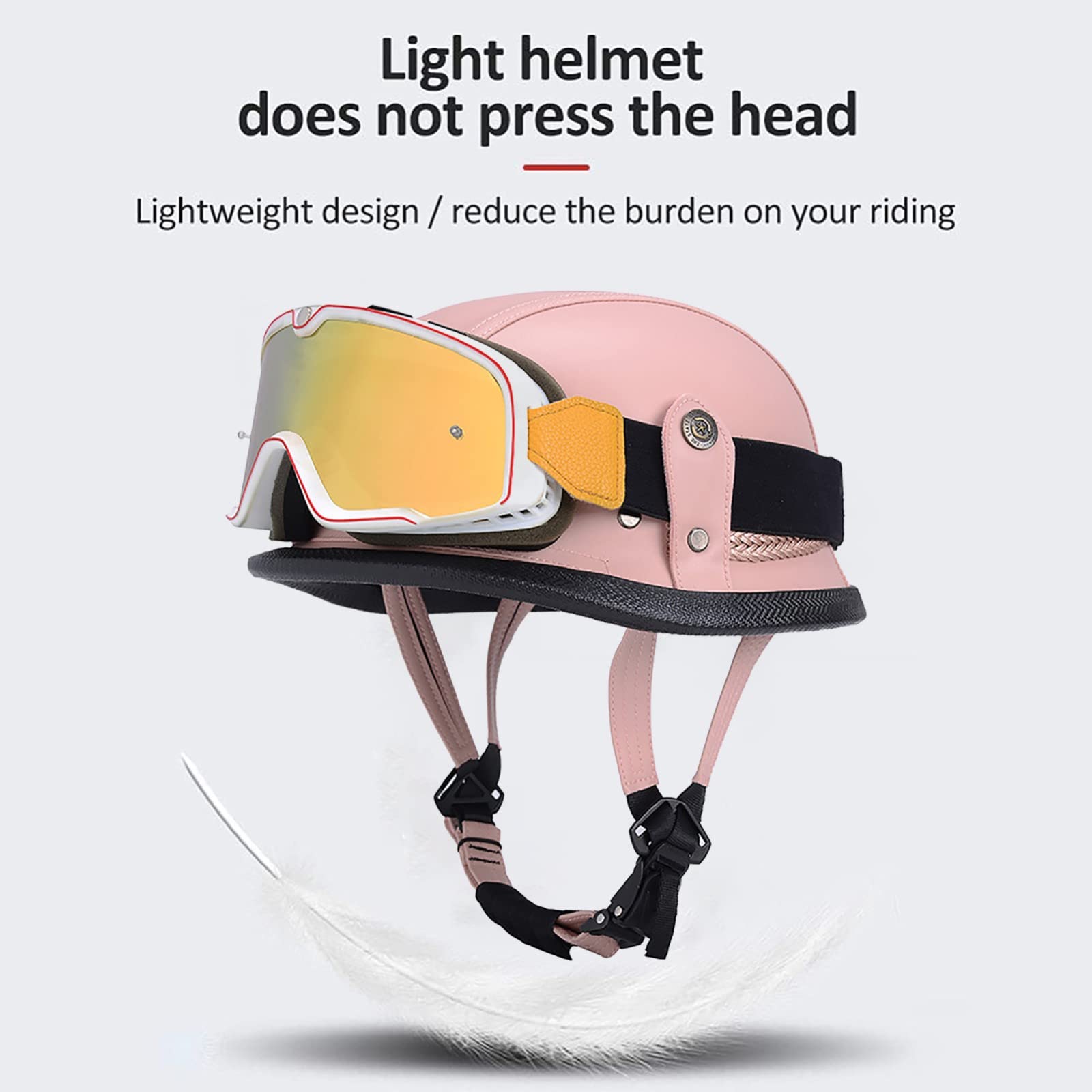 kask motocyklowy, Certyfikat ECE Styl vintage Odpowiedni dla mężczyzn i kobiet Kask turystyczny Cruiser Scooter E, XXXL = 63-65 cm
