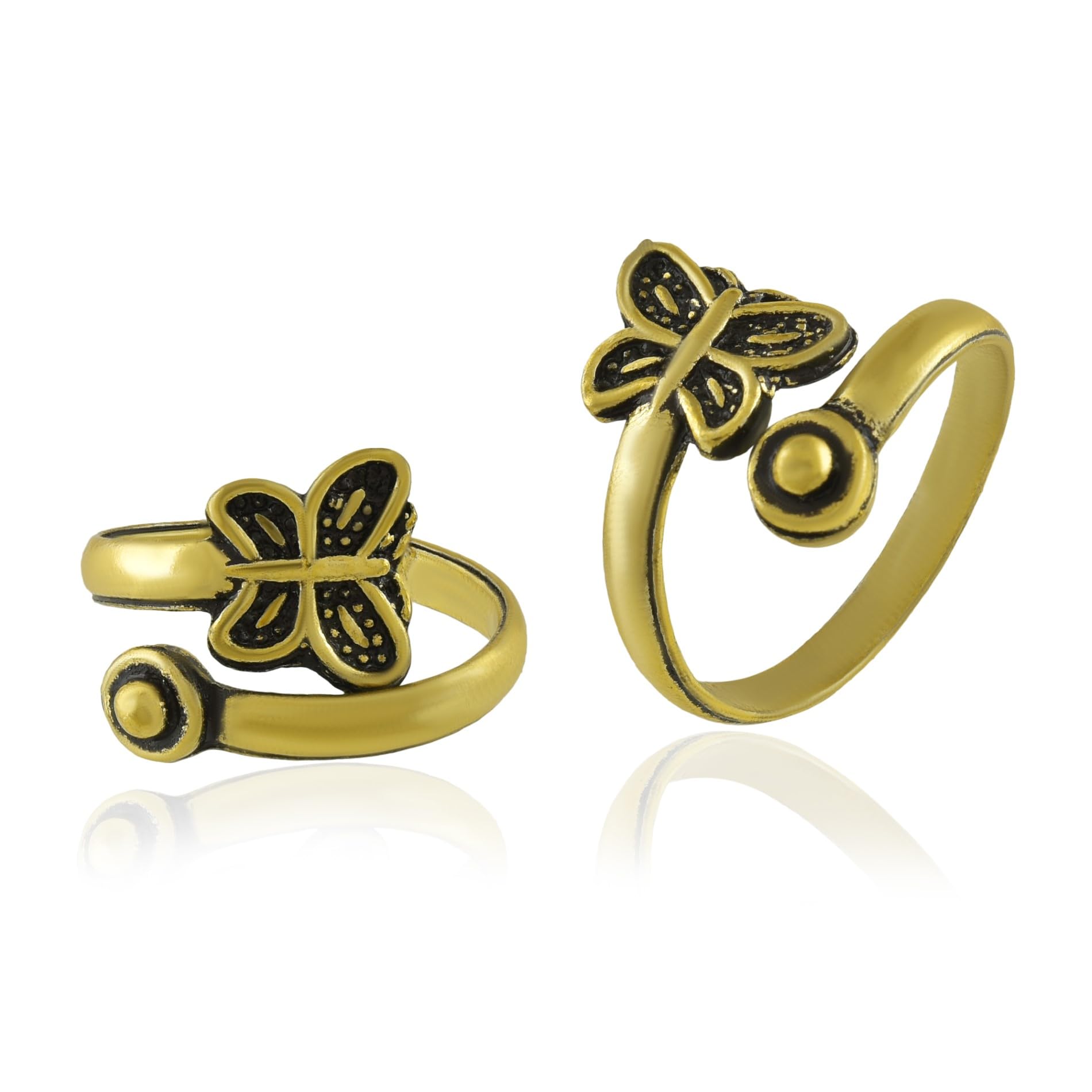 Oxidised Brass Butterfly Design Toe Ring for Women, Adjustable(ACTR01634)-image-5