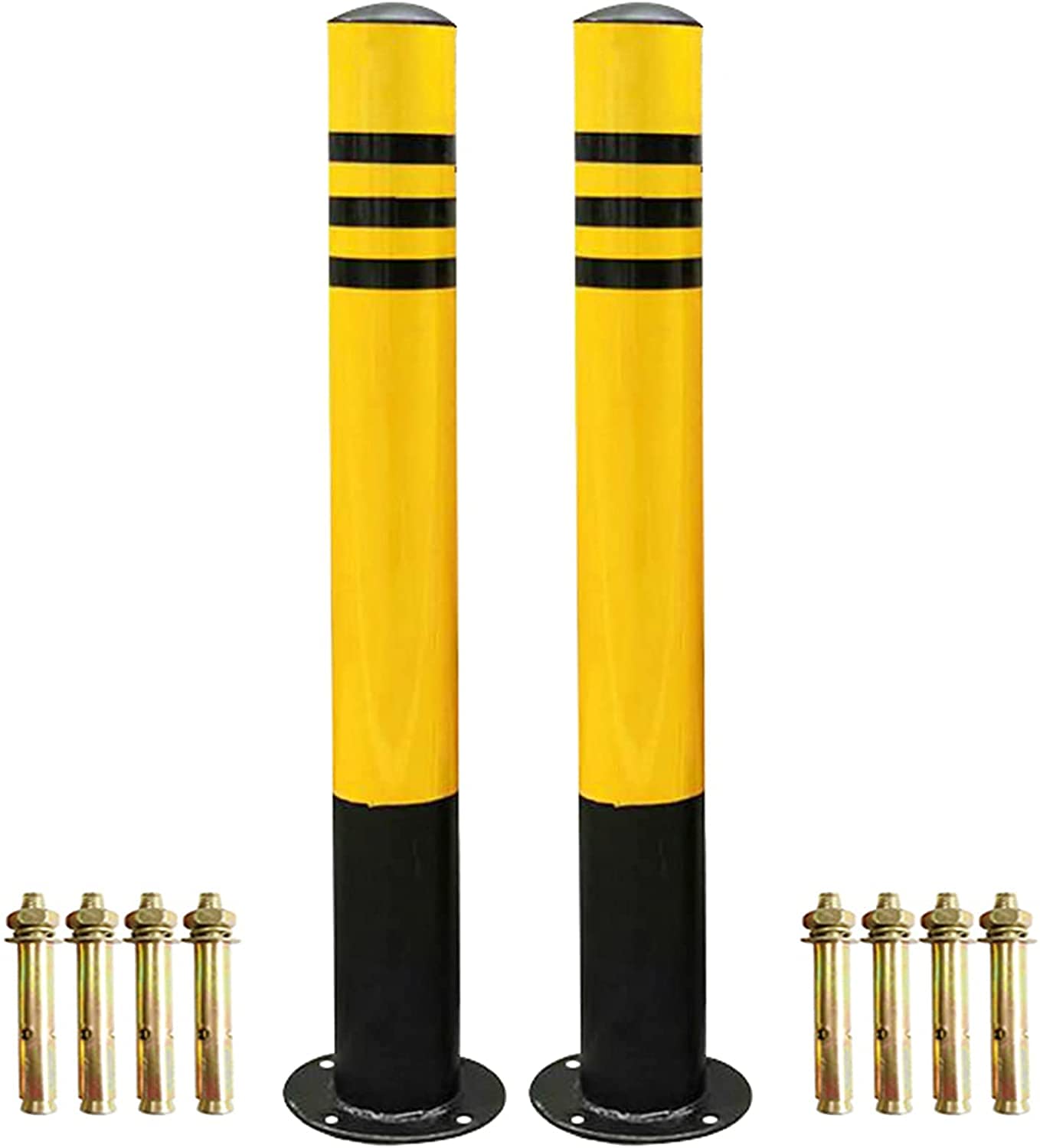 AYCDL Delineator Post Cones,2 Pcs Fixed Parking Bollard Security Posts for Driveways,Metal Parking Barriers with Reflective Tape Safety Bollard Post