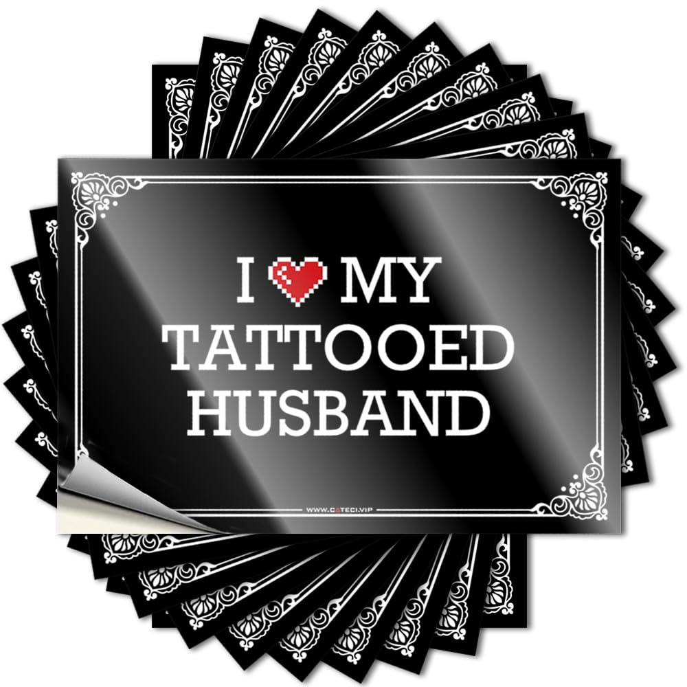 Reading Tattoo Aesthetic Decals, Home Decor Accessories Cute Pattern Design for Boys Notebook | Cover Removable Vinyl I Love My Tattooed Husband(6X9CM)