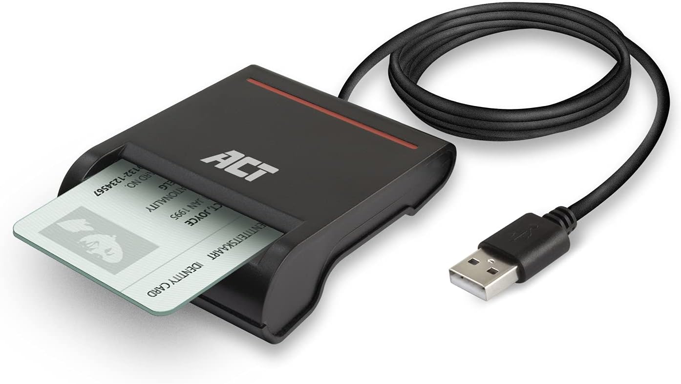 ACT AC6015 Smart Card Reader with a smart card inserted