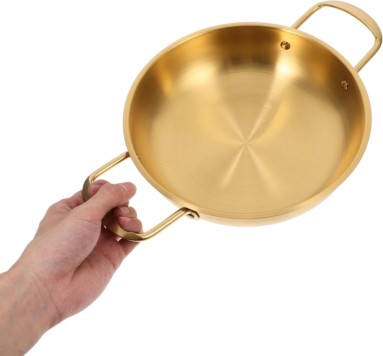 Luxshiny Stainless Steel Mini Hot Pot with Double Loop Handles Portable Small Skillet 13.18X9.05X2.75In for Stovetop to Table Ideal Outdoor Camping Cookware