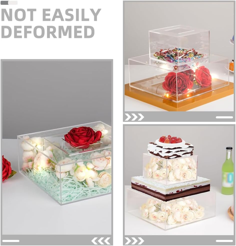 Luxshiny 2pcs Acrylic Cake Display Stand Stackable Fillable Risers for Wedding and Dessert Table for and Pastries