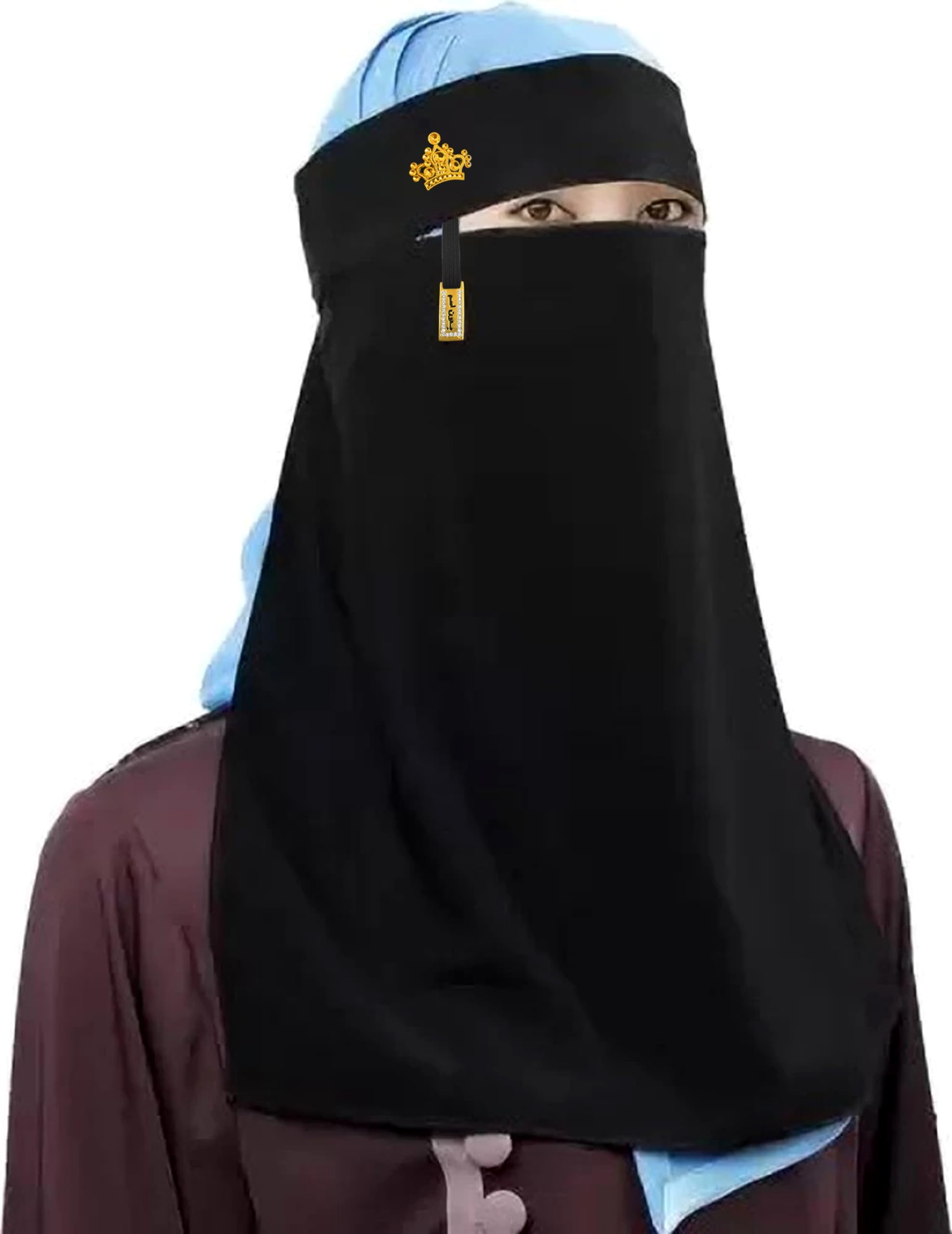 New Model Niqab Nose Piece Women's Fidoush Fabric fashion Nosepiece One Layer Wth Hnd Work Lesh Saudi Niqab for Muslim WomenGirl-image-2