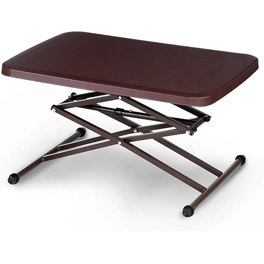 A to Z Hub Height Adjustable Folding Table - Brown