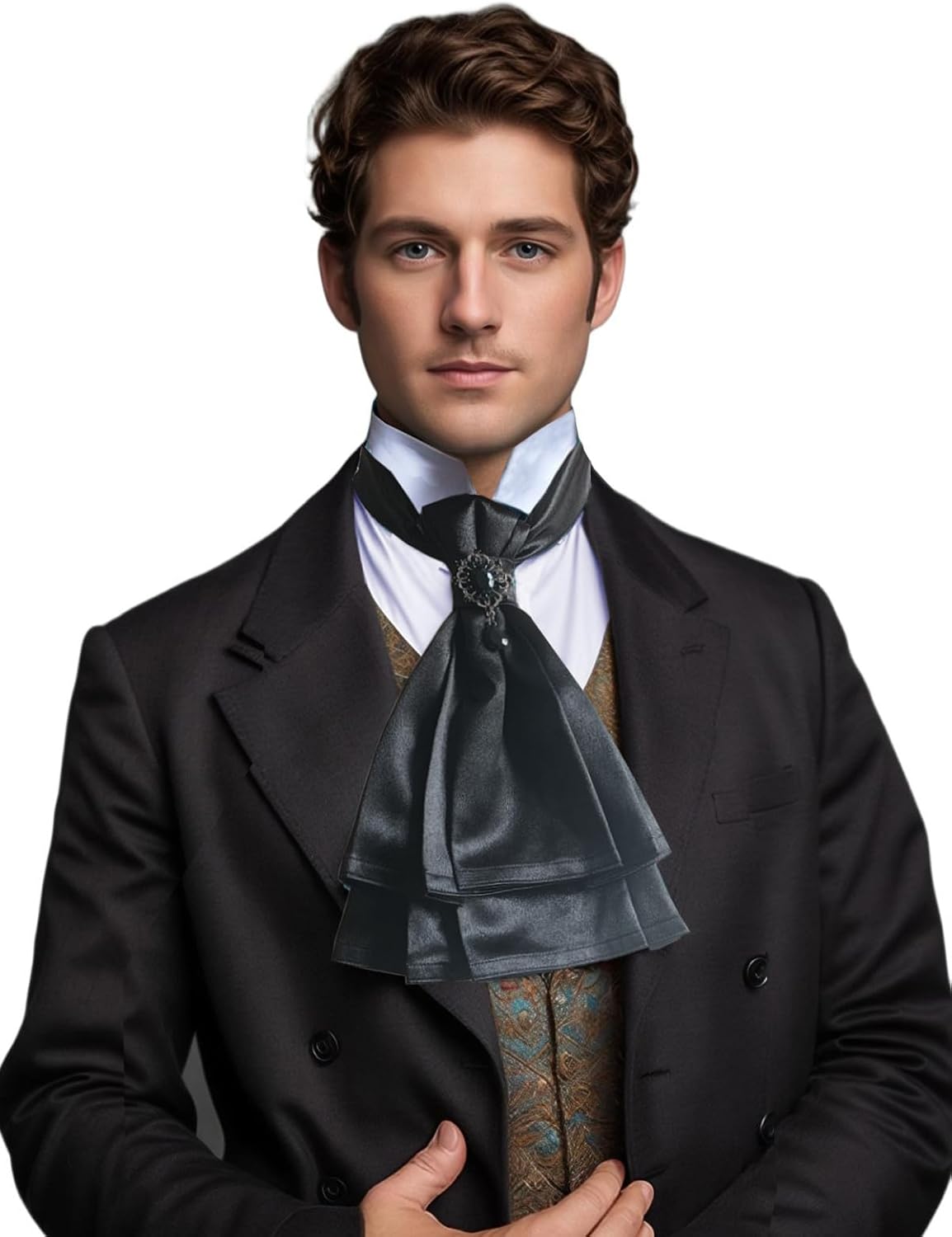 Men's Jabot, Mens Renaissance Collar Gothic Medieval Cravat for Wedding Costume Party