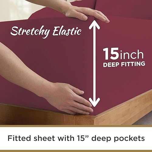 Miniatura 3 de DESTINY CRESCENT BEDDING - Juego de sábanas tamaño matrimonial XL, 4 piezas, de doble cepillado, juego de sábanas de lujo para hotel tamaño