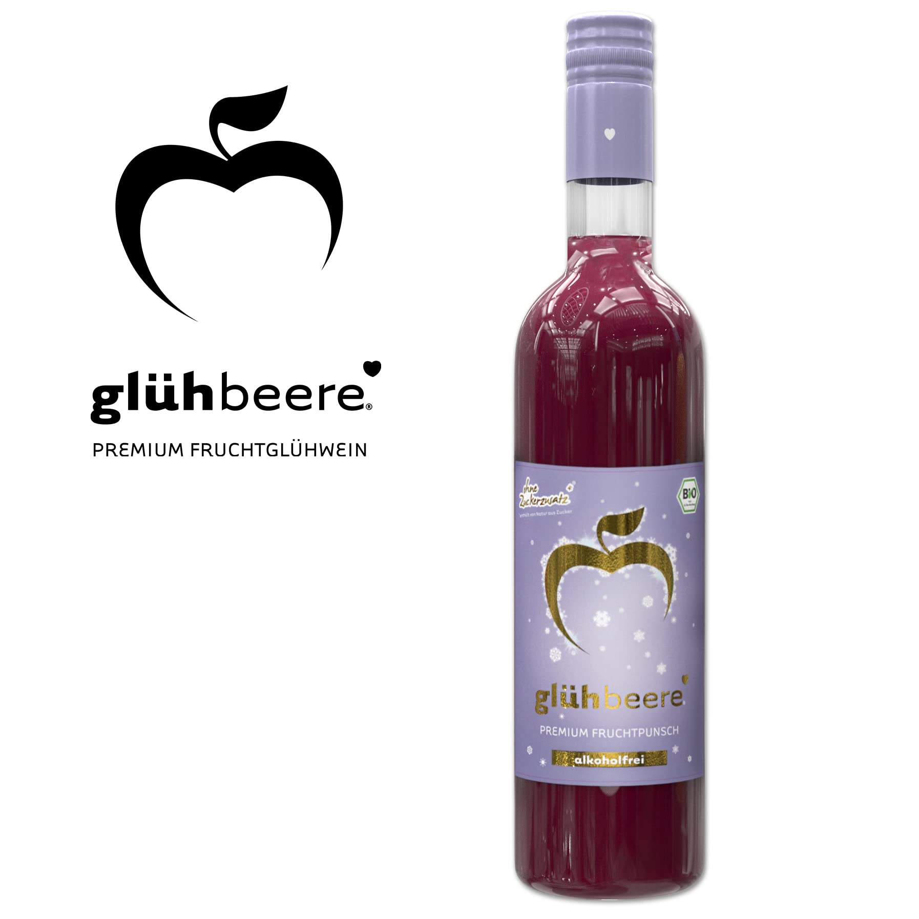 Elbler Vin chaud sans alcool, 1 x 0,75 l, vin chaud aux baies biologiques, à base de fruits biologiques, avec extraits d'hiver de vanille, cannelle et clou de girofle, végétalien et sans gluten, 100