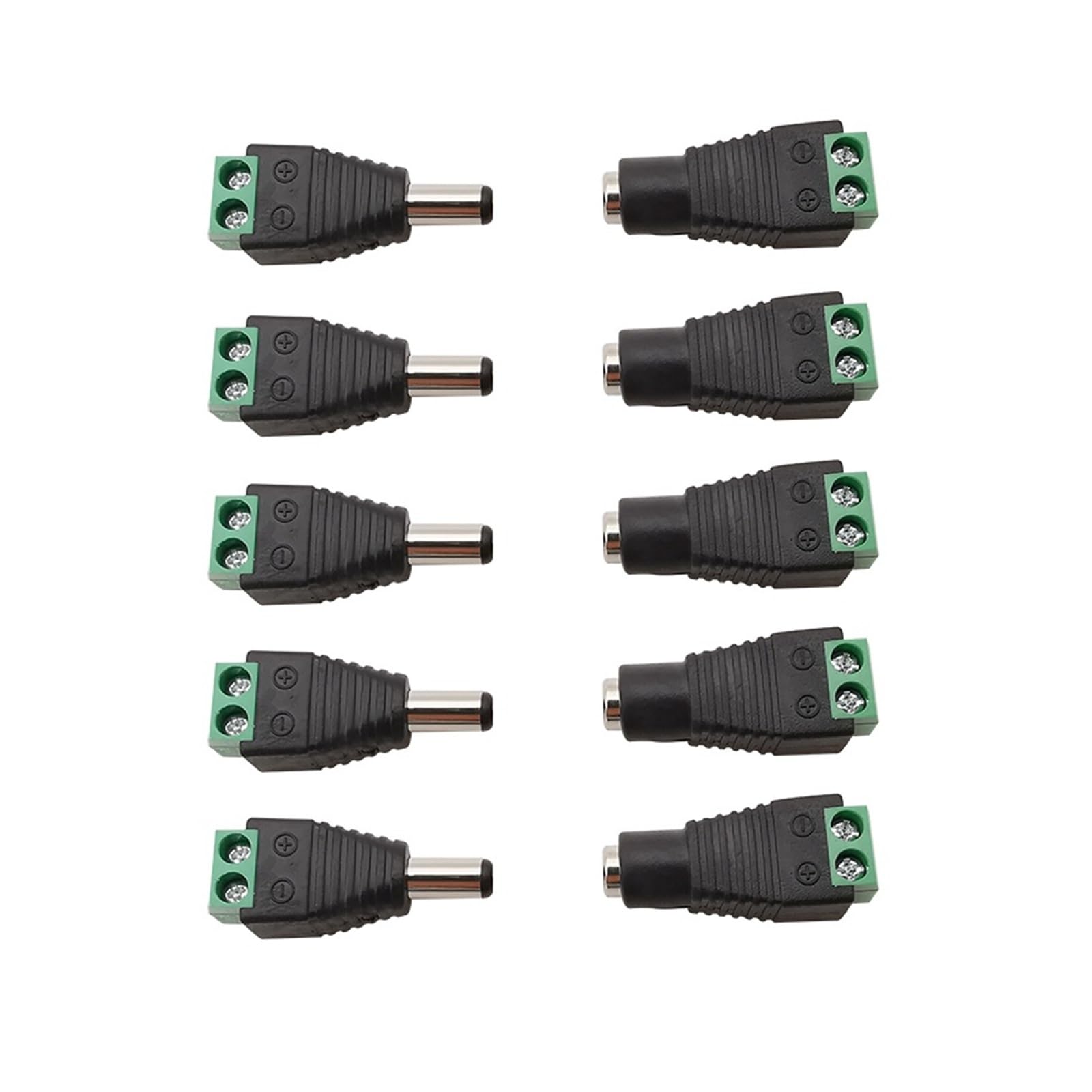 Wtyczka zasilania DC 12 V 5,5 x 2,1/2,5 mm męski żeński adapter do taśmy LED kamery bezpieczeństwa CCTV (10 męskich 5,5 x 2,5 mm)