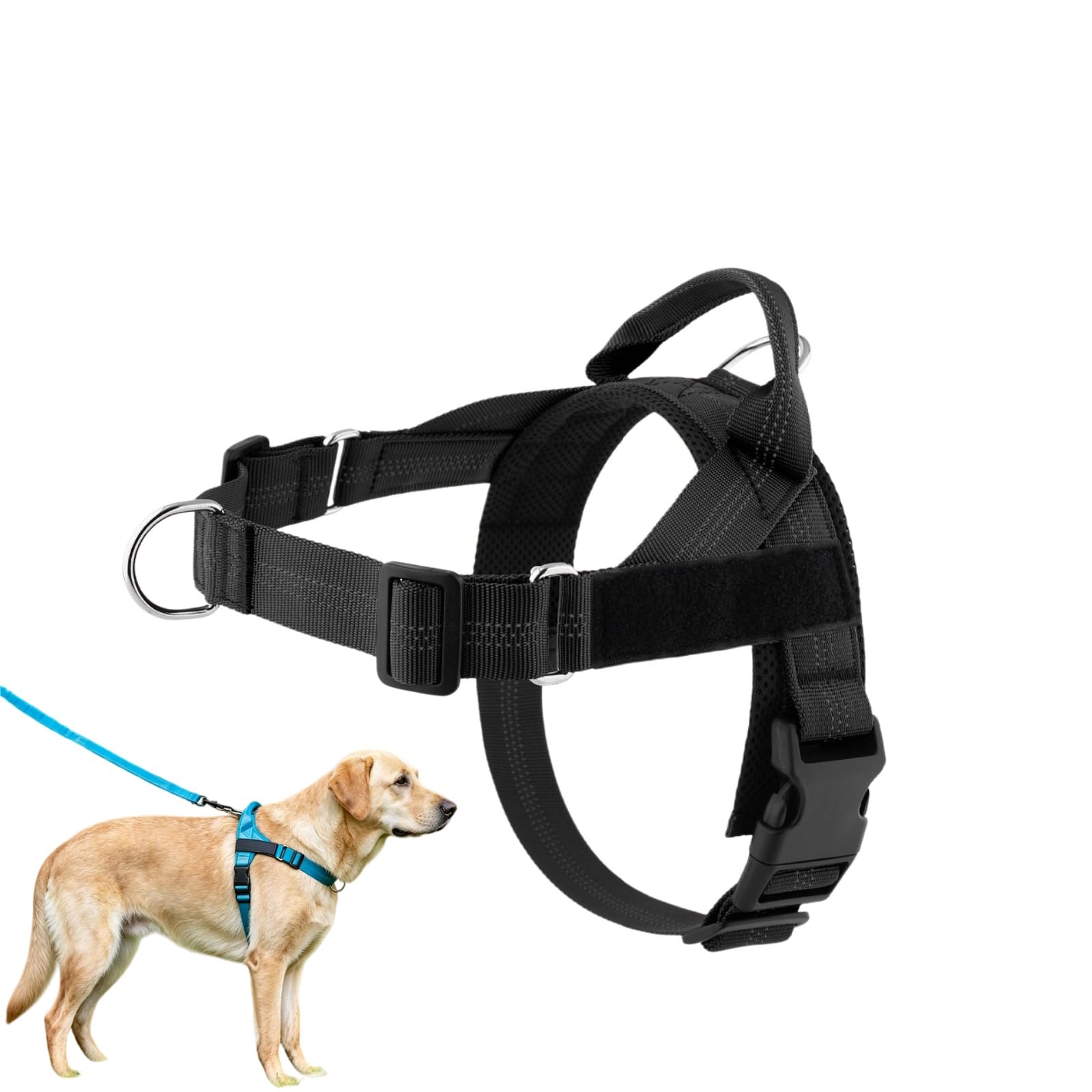 ParoPet No Pull Dog Harness, Adjustable Soft Mesh Dog Harness (Black,XL)