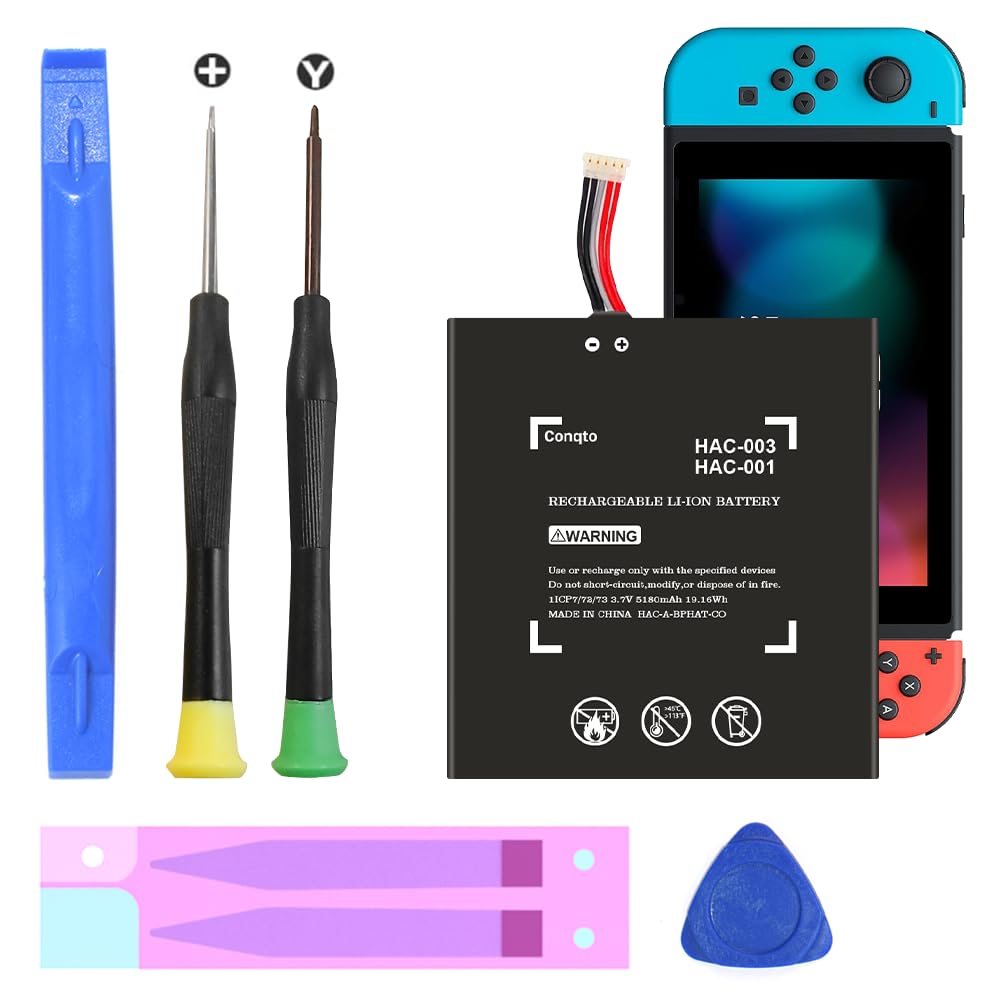 Photo 1 of (5180mAh) 2026 Upgrade High Capacity Battery Replacement for Nintendo Switch 2017 HAC-003, HAC-001, HAC-A-BPHAT-C0, HAC-S-JP Game Console with Repair Tool Kit