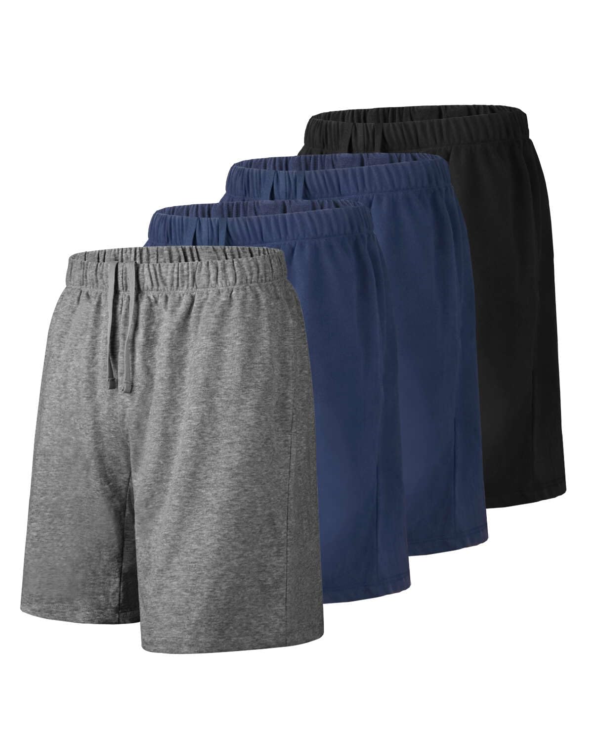 Mens Shorts Multipack 7 in Cotton Casual Athletic Gym Knit Short with Pockets, Soft Pajama Lounge Sleep Shorts-image-44