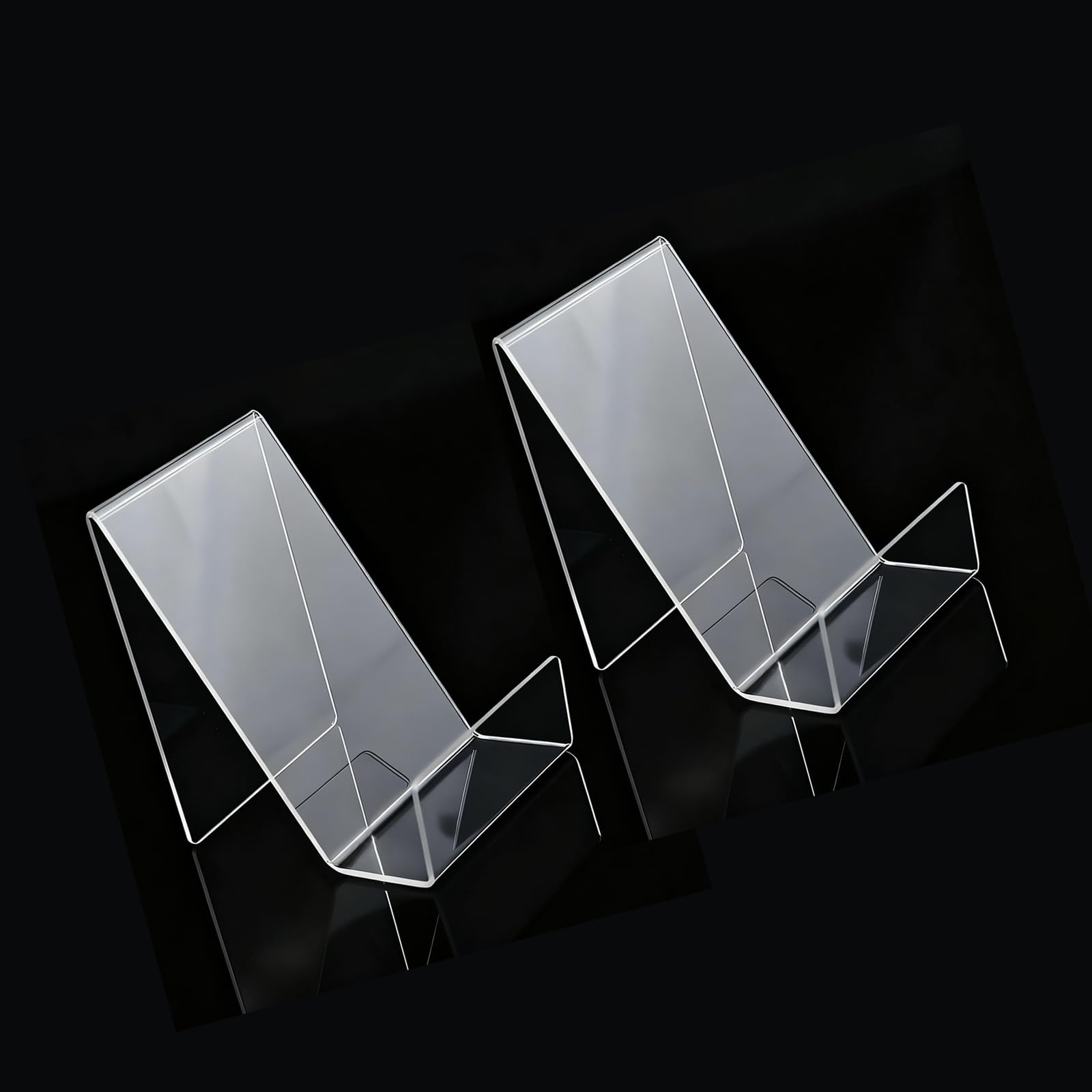 PLCPDM 2Pcs Clear Acrylic Display Stand Book Desktop Bookstand Decorative Plate Display Stand for Picture Artwork Album Desk Organizers