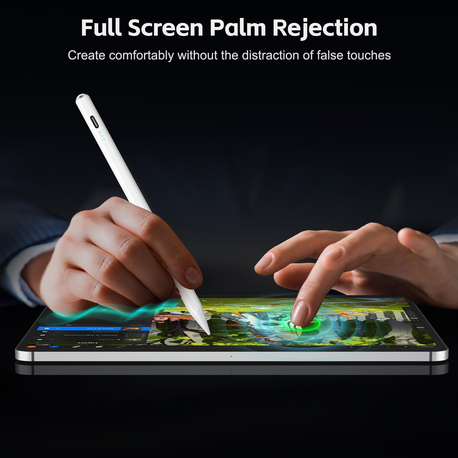 Stylus Pen for iPad 2025-2018 with 13mins Fast Charge,Tilt Sensitive Palm Rejection Pencil for iPad 11th A16,10th/9th/8th/7th/6th, Air 11/13 M2/M3,Pro 11/13 M4,Pro 12.9“,Air 5/4/3,Mini 7/6/5