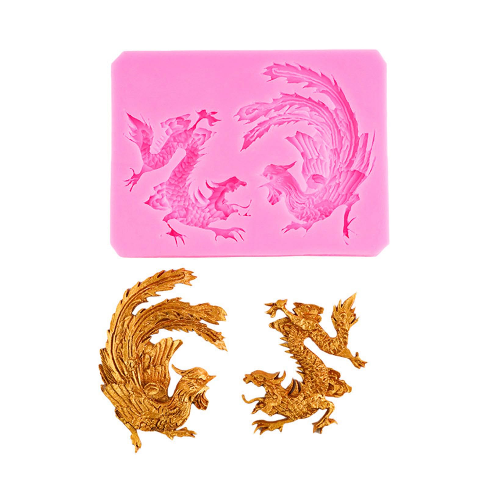 Buxuaaaa Silicone Baking Mold Dessert Molds Delicate Fondant Dragon Shaped Chocolate Dessert Molds Silicone Baking Gadget Suitable for Party Decorations